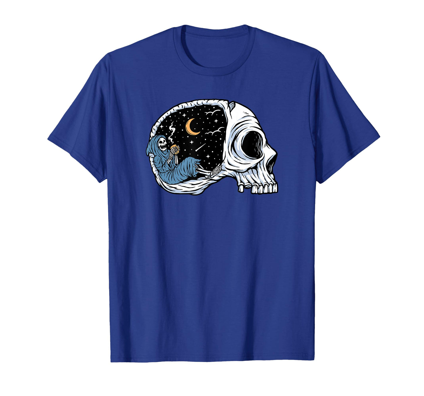 Skull Skeleton Enjoy Night While Drinking Coffee T-Shirt