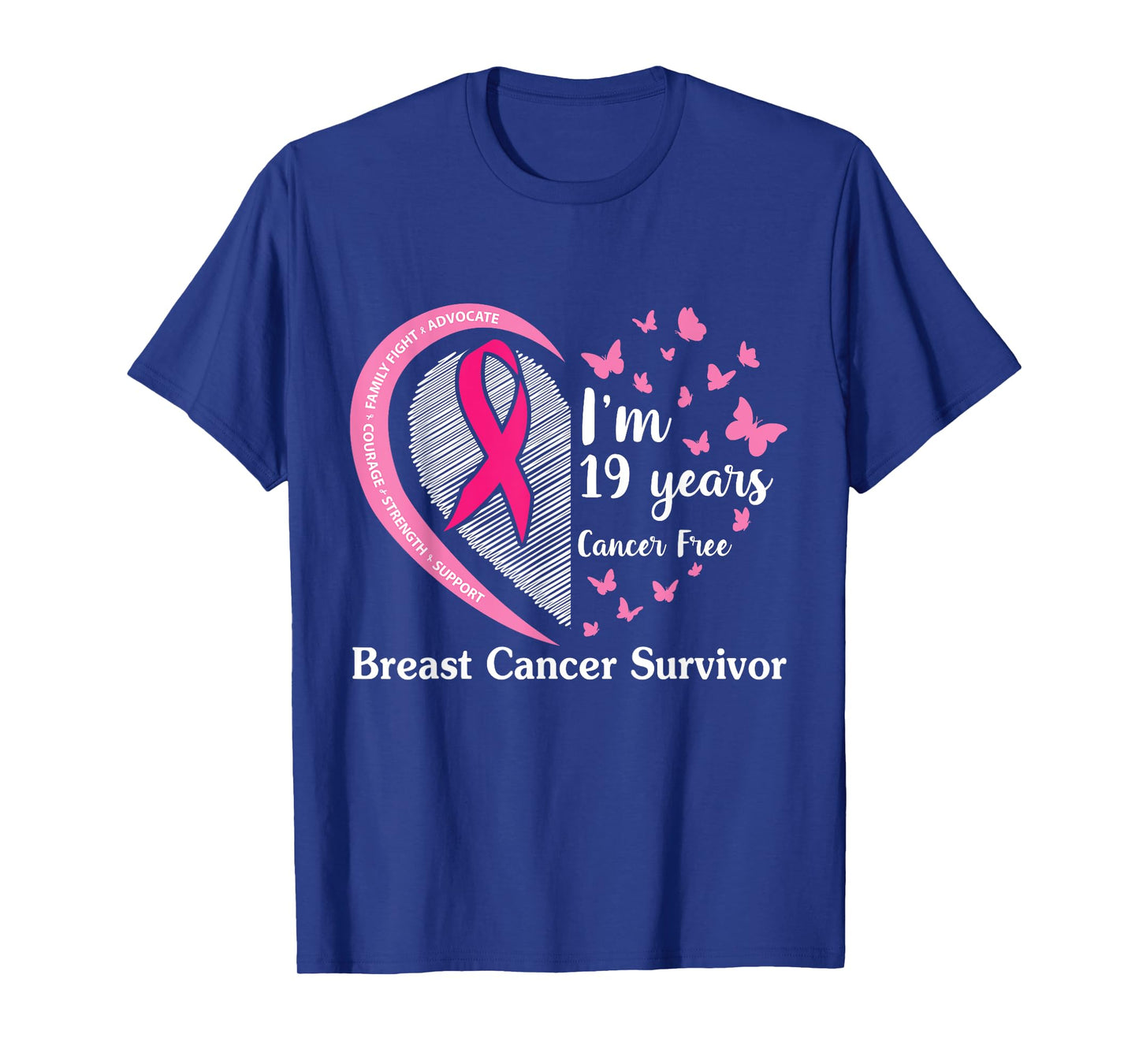 Family Fight Advocate Cour Strength I'm 19 Years Cancer Free T-Shirt