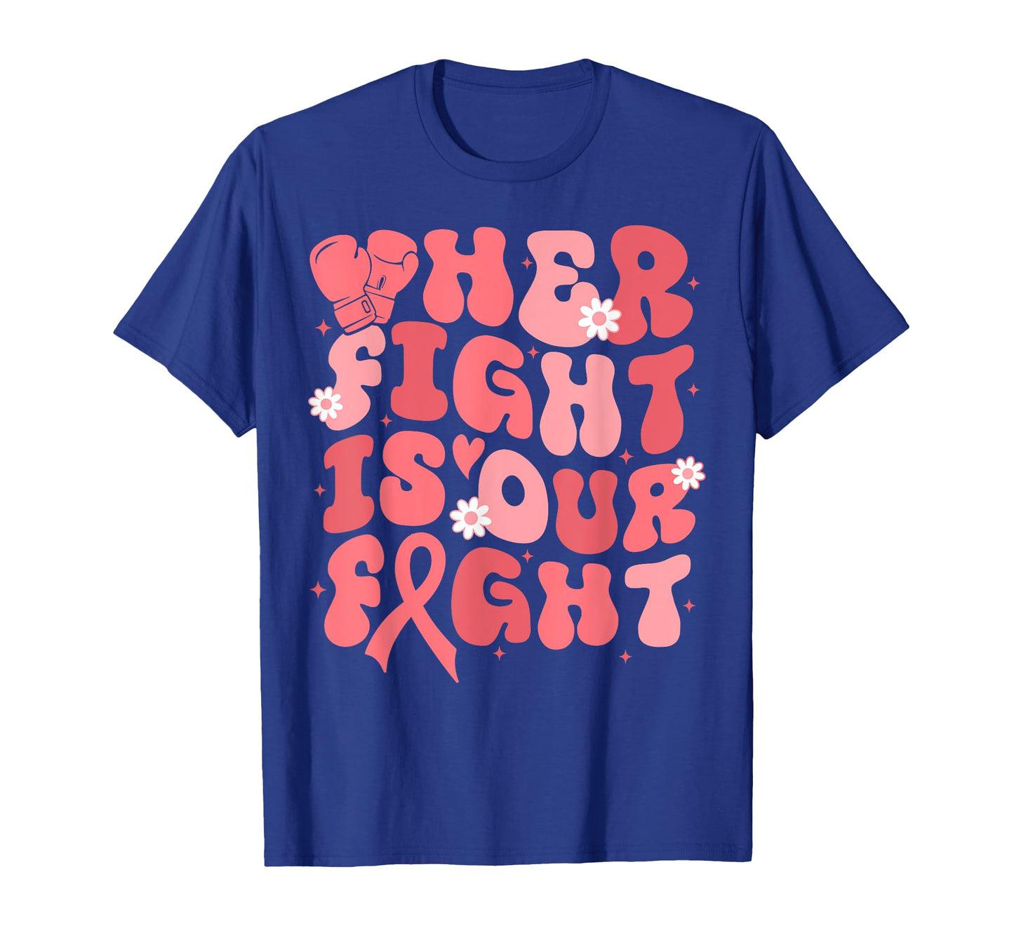 Uterine Cancer Her Fight Is Our Fight Peach Flower Ribbon T-Shirt