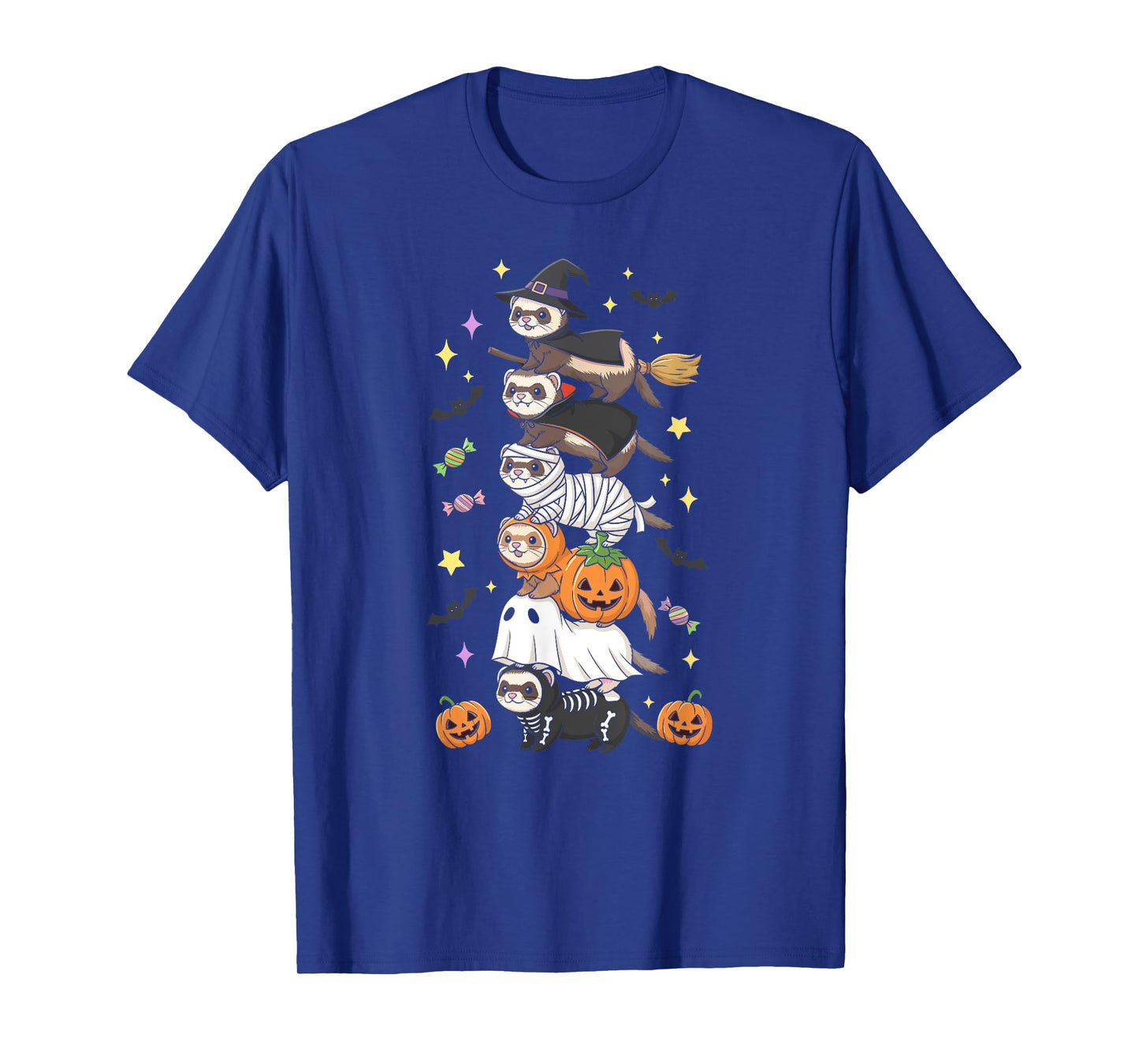 Funny Ferret Witch Vampire Ghost Halloween Kids Mens Womens T-Shirt