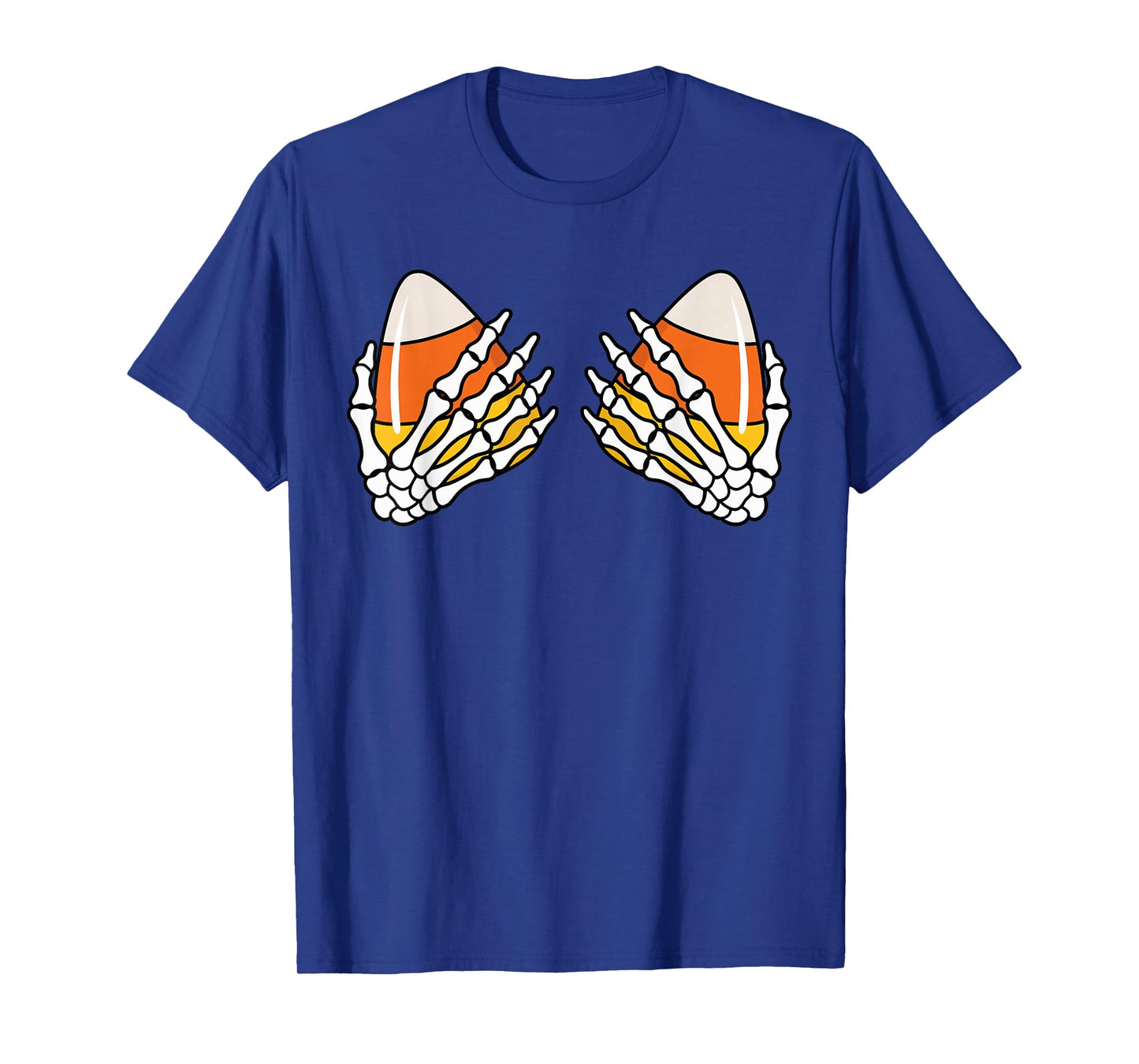 Skeleton Hands Holding Candy Corn Halloween Humor T-Shirt