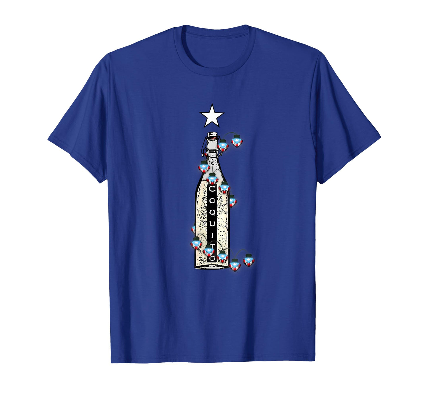 Coquito Boricua Traditional Drink P.R. Flag Xmas Lights T-Shirt