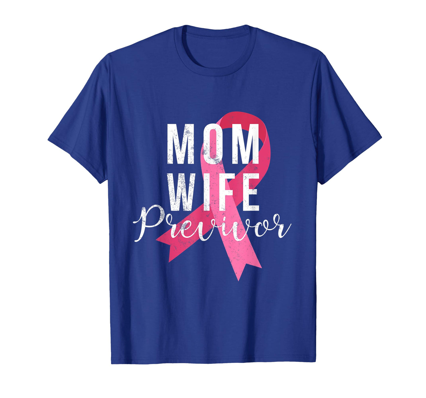 Wife Mom Previvor Breast Cancer Awareness Pink Ribbon T-Shirt