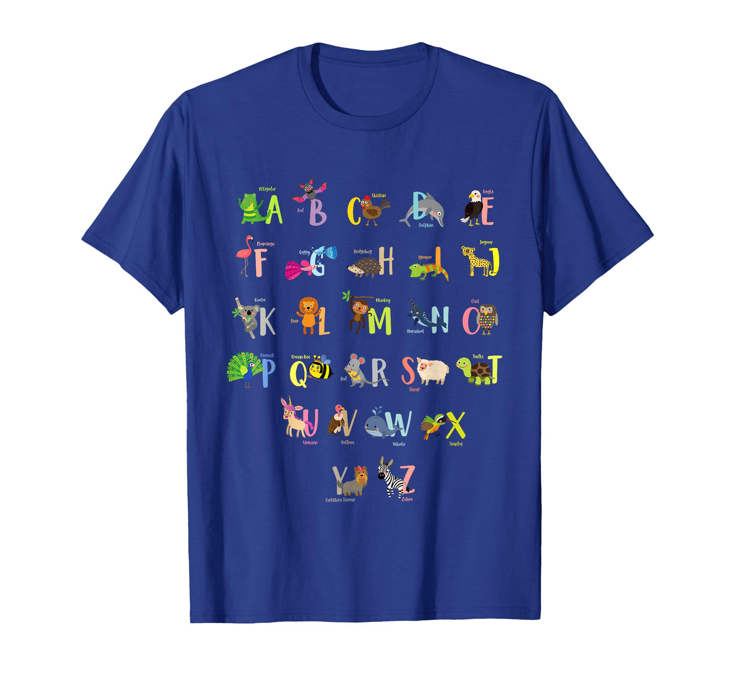 ABC Animals Identification A-Z Types Of Zoo Animals Alphabet T-Shirt