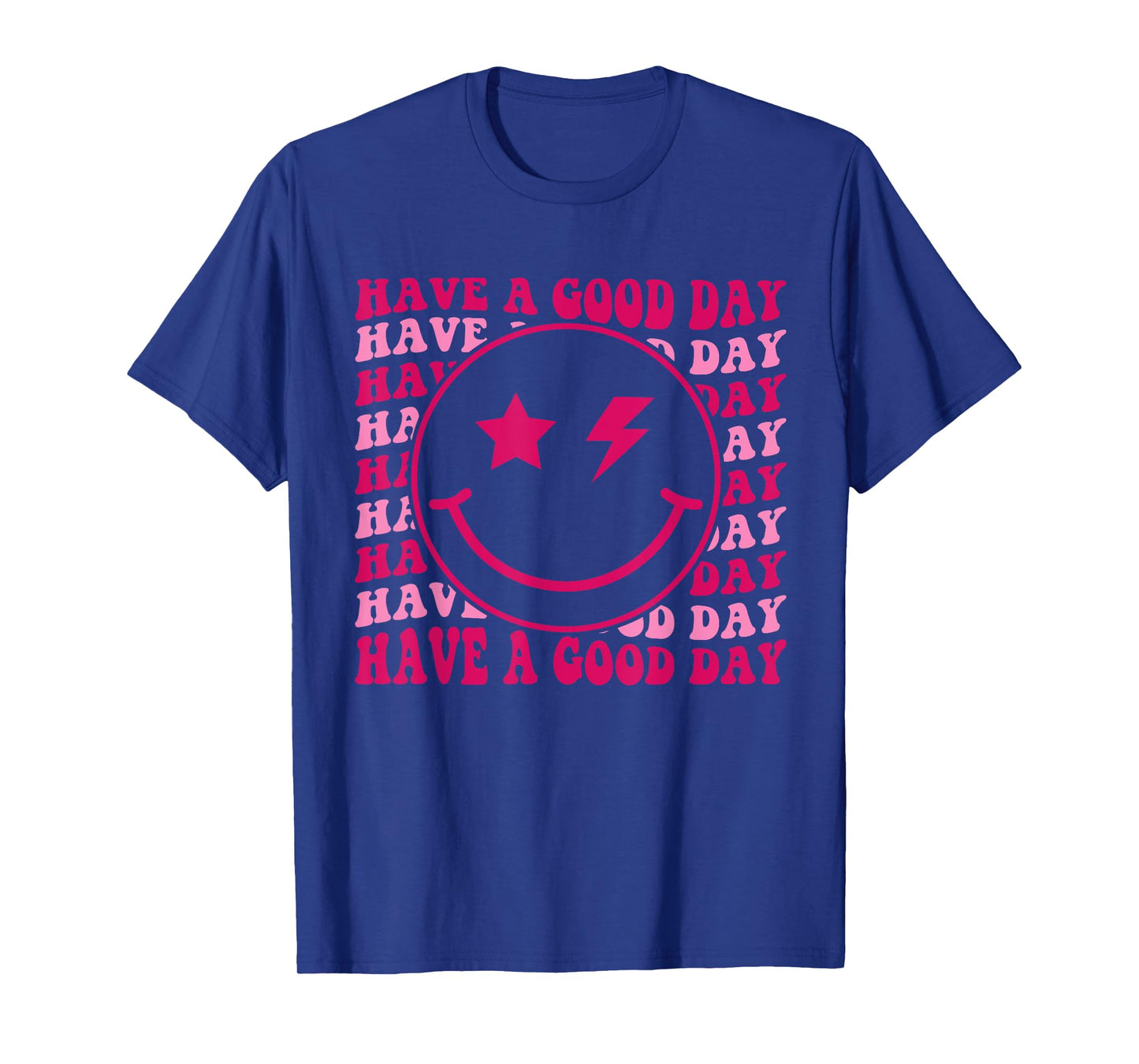 Retro Have A Good Day Happy Face Checkered Smile Face Trendy T-Shirt