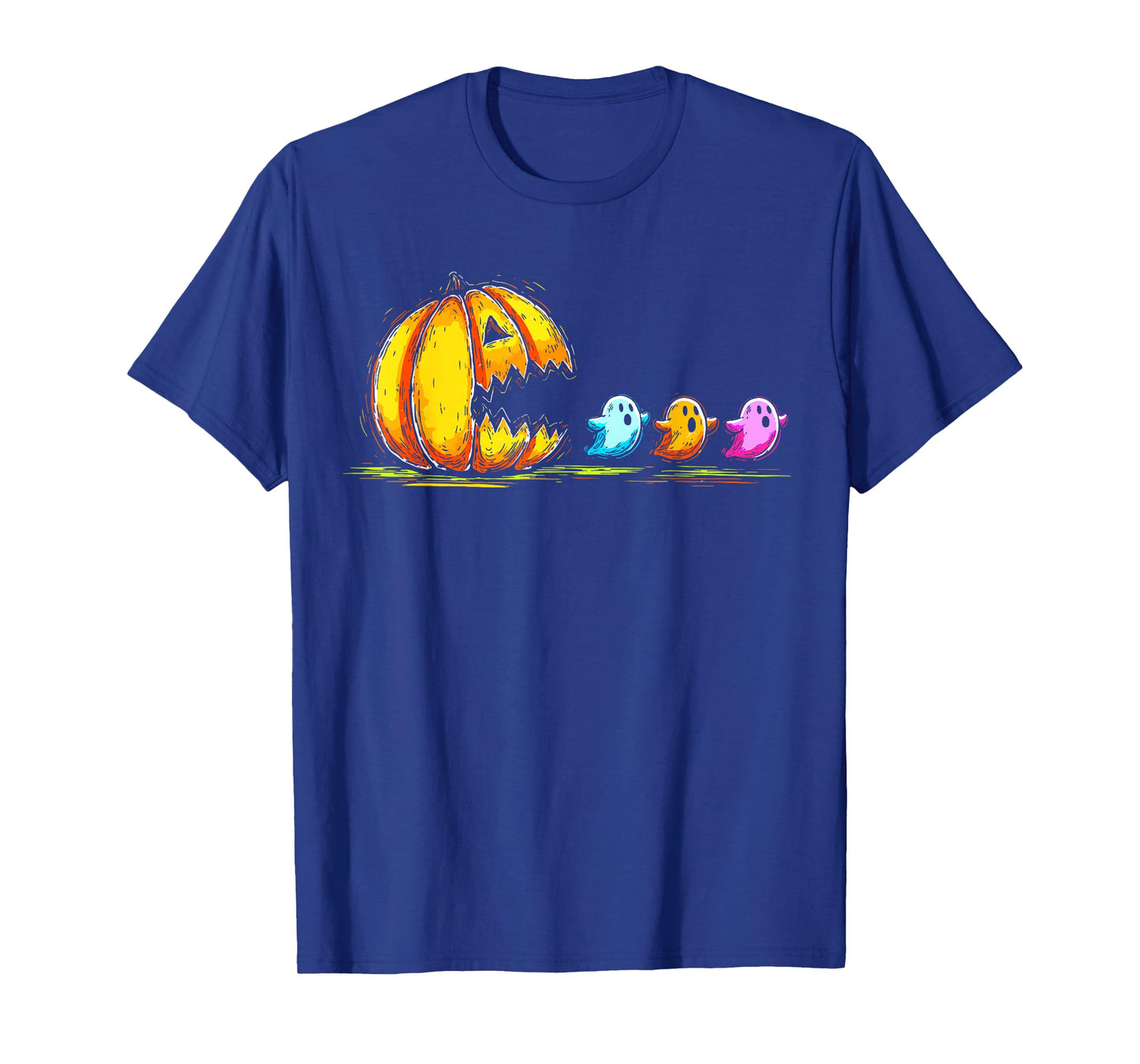 Retro Halloween Pumpkin Chasing Ghost Spooky Season T-Shirt