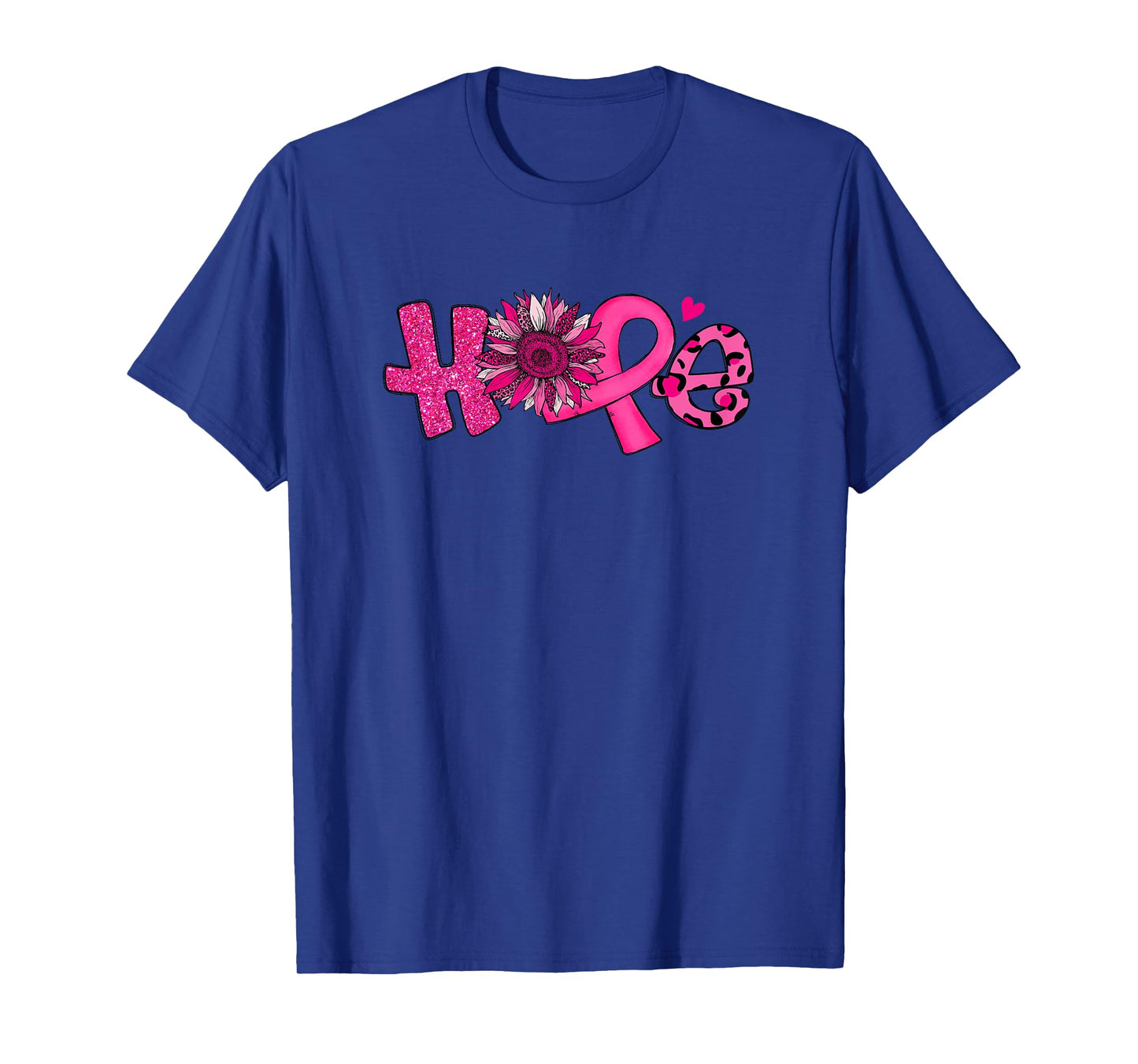 Hope Pink Ribbon Leopard Sunflower Breast Cancer Awareness T-Shirt