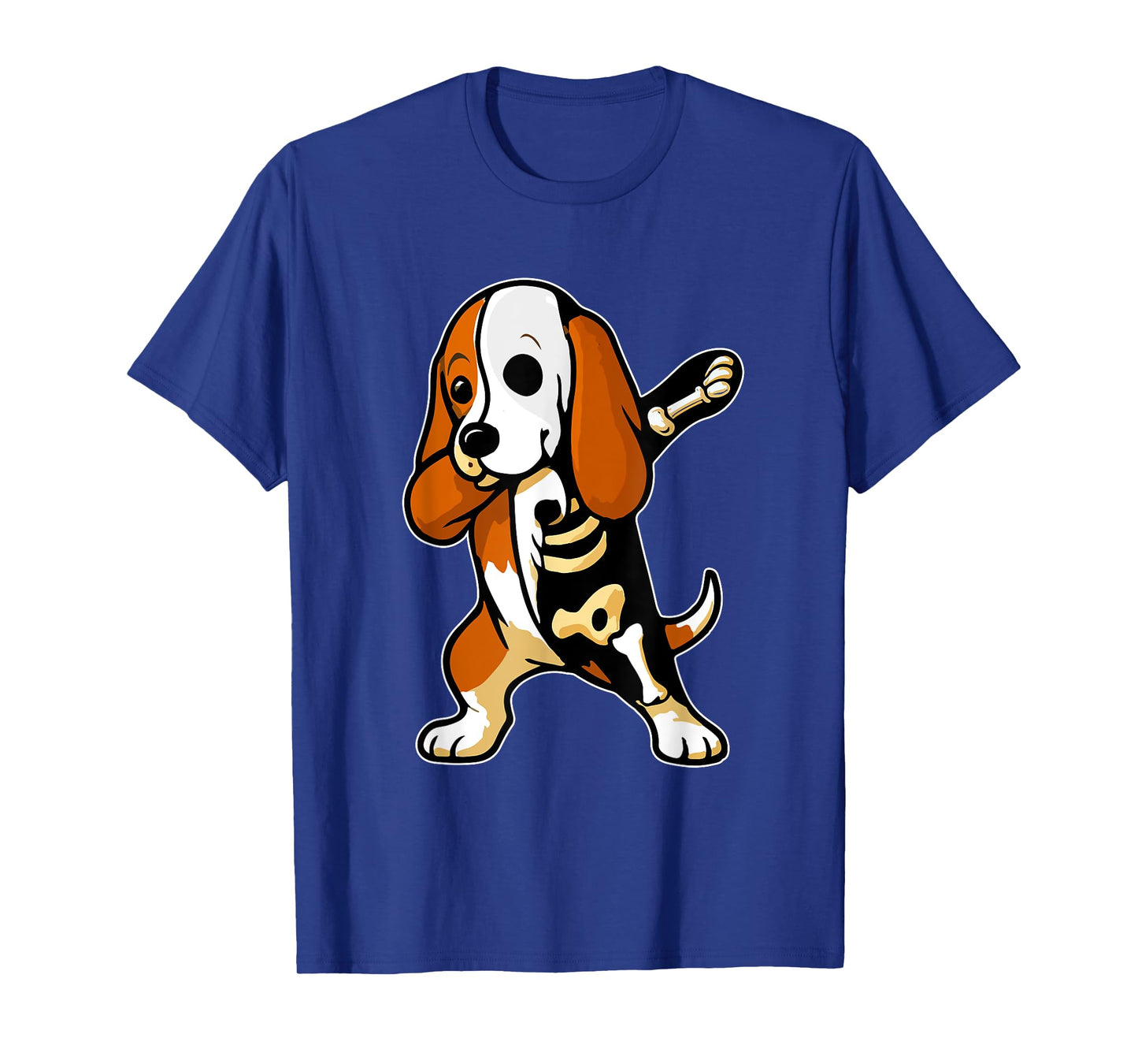 Dabbing Basset Hound Half Skeleton Halloween Costume Owner T-Shirt