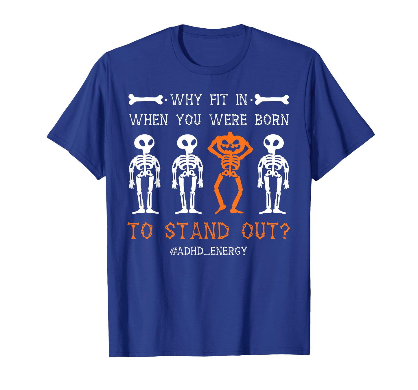 Spooky Skeleton Halloween Pumpkin Face Funny ADHD Kids Girls T-Shirt