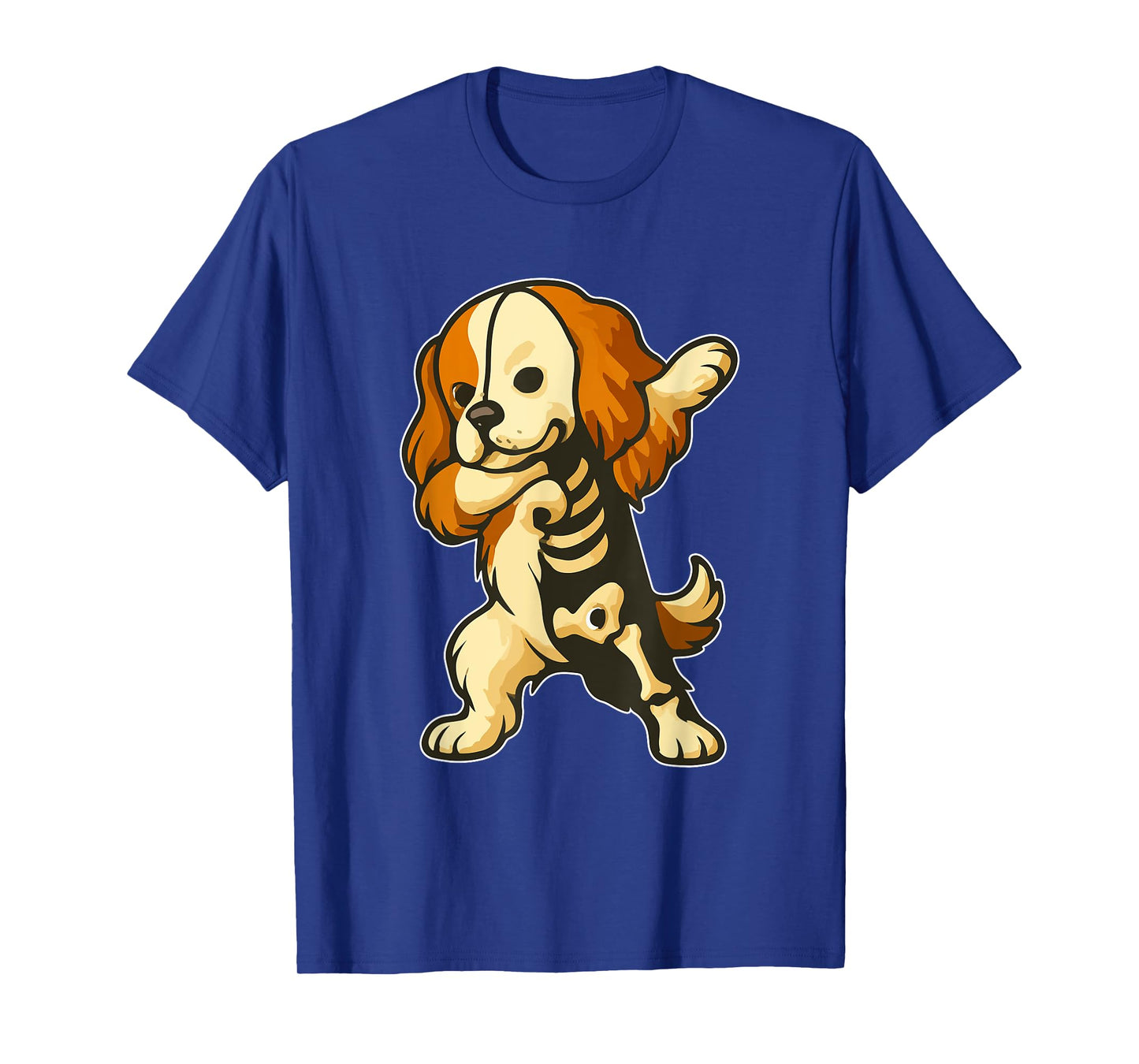 Dabbing King Charles Spaniel Half Skeleton Halloween Owner T-Shirt