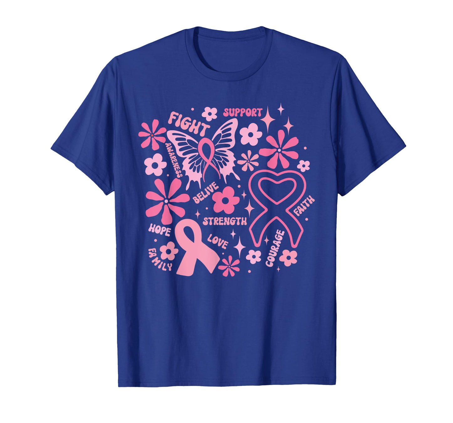 Cute Breast Cancer Pink Ribbon Fight October Awareness Month T-Shirt