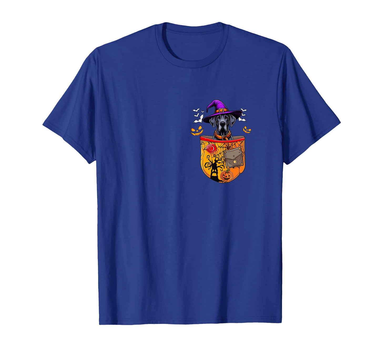 Great Dane As Witch in Pocket Halloween Dog Owner Family T-Shirt