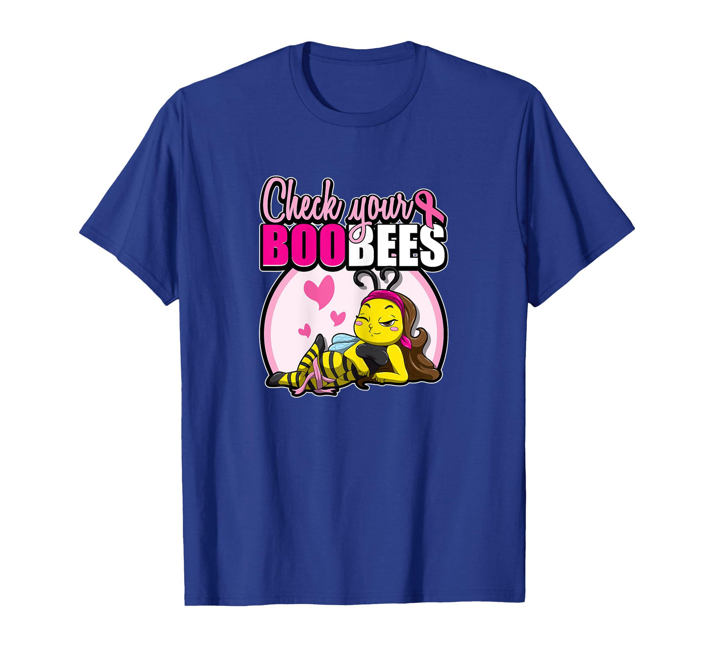 Womens Breast Cancer Awareness Bee Pink Ribbon Check Your Boobees T-Shirt
