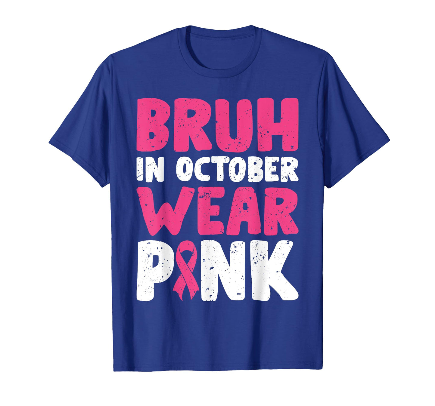 Breast Cancer Shirts for Kids Boys Bruh In October Wear Pink T-Shirt