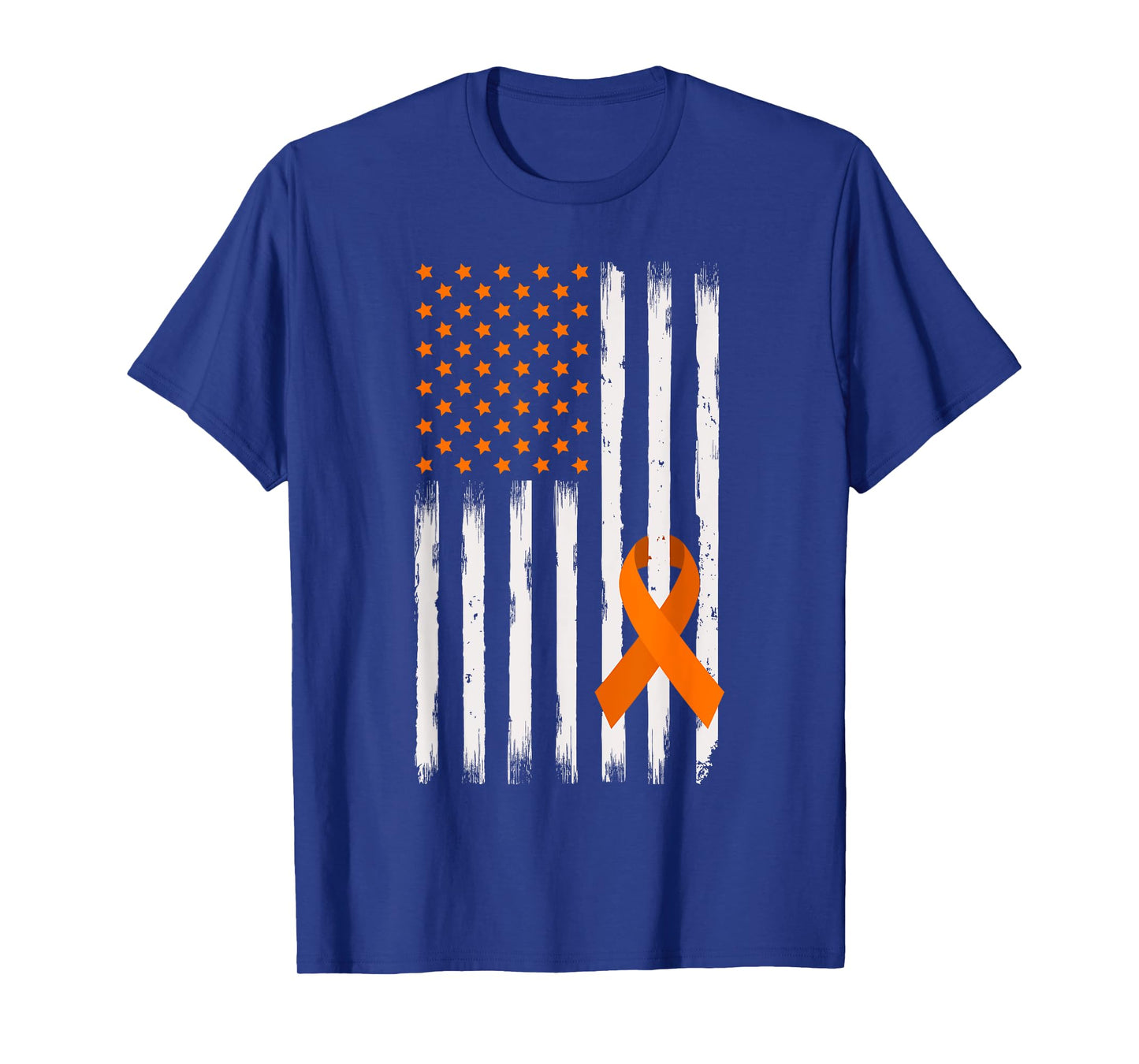 American Flag Orange Ribbon Kidney Cancer Awareness Warrior T-Shirt