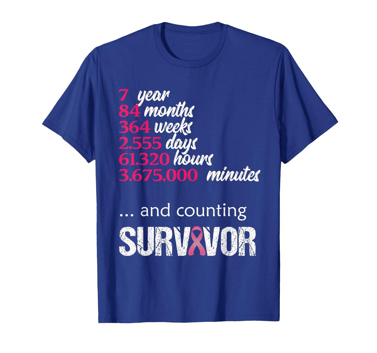 Seven 7 Years Survivor Breast Cancer Shirt Awareness Gift T-Shirt