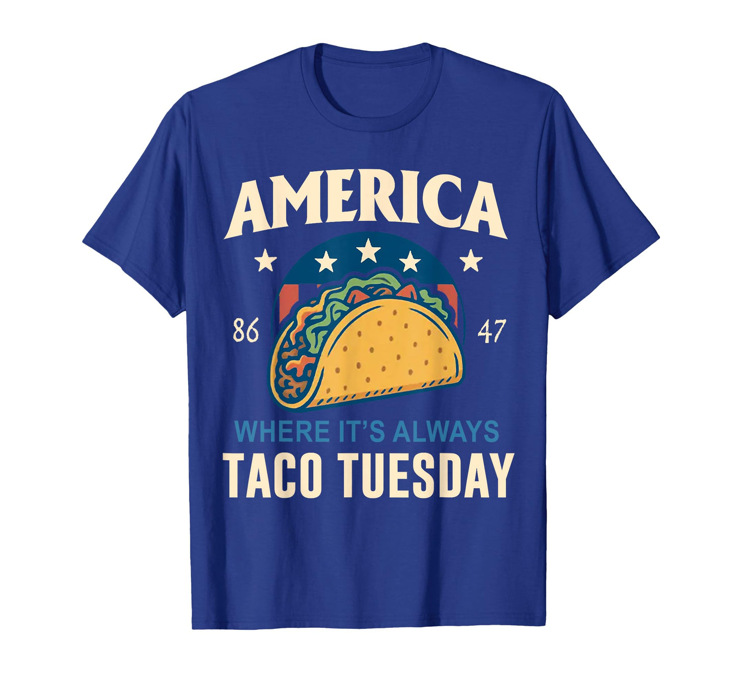 Retro America Where It's Always Taco Tuesday 4th Of July T-Shirt