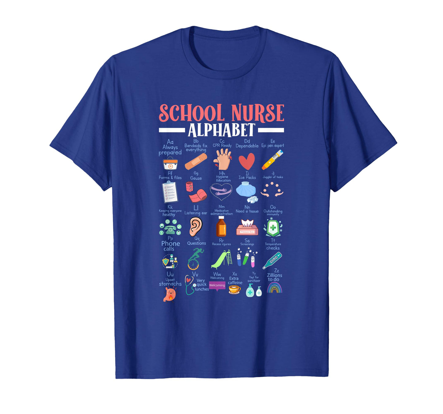 ABC School Nurse Alphabet Student Teacher Health Worker T-Shirt