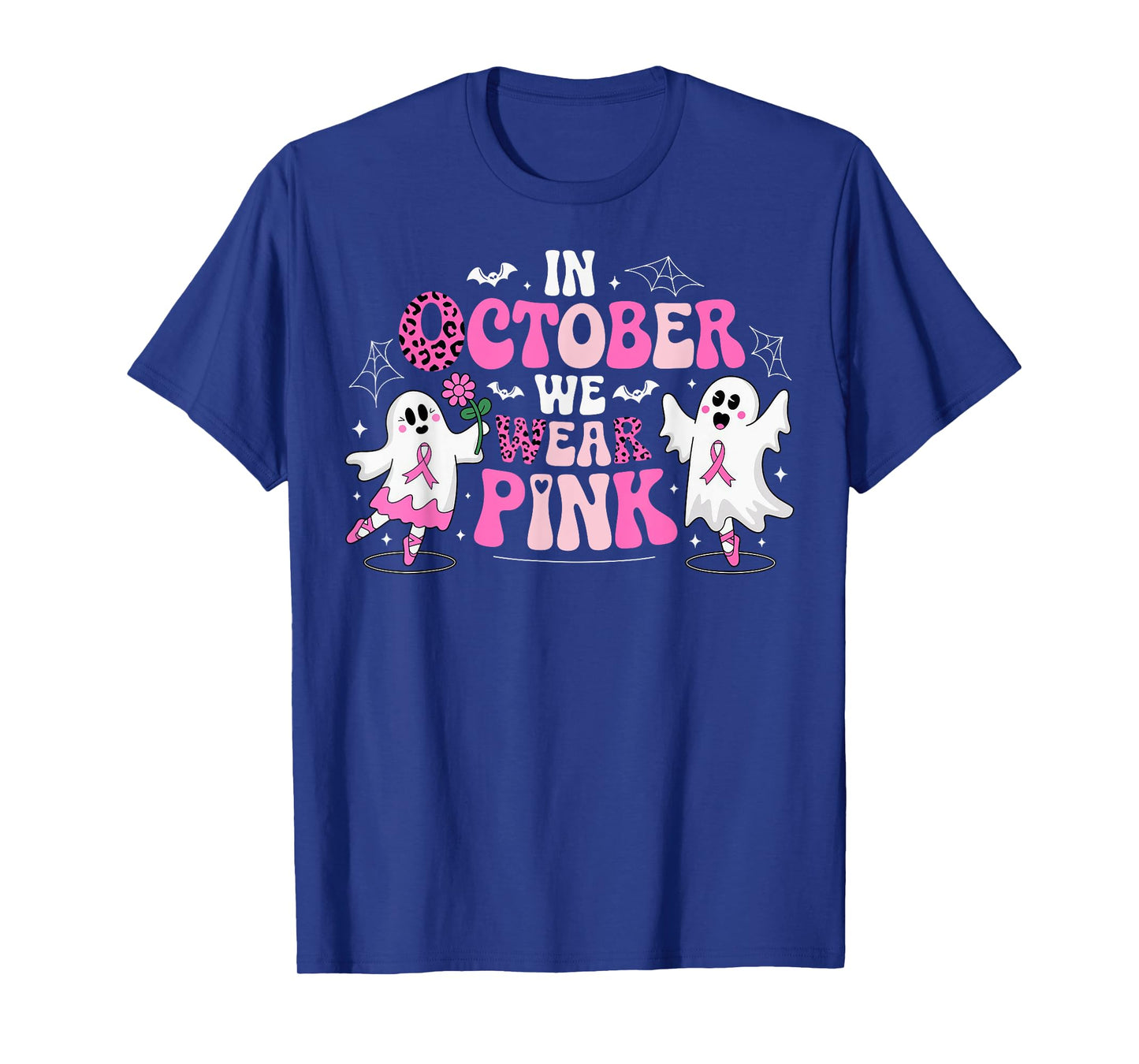 In October We Wear Pink Ballet Ghost Teacher Breast Cancer T-Shirt