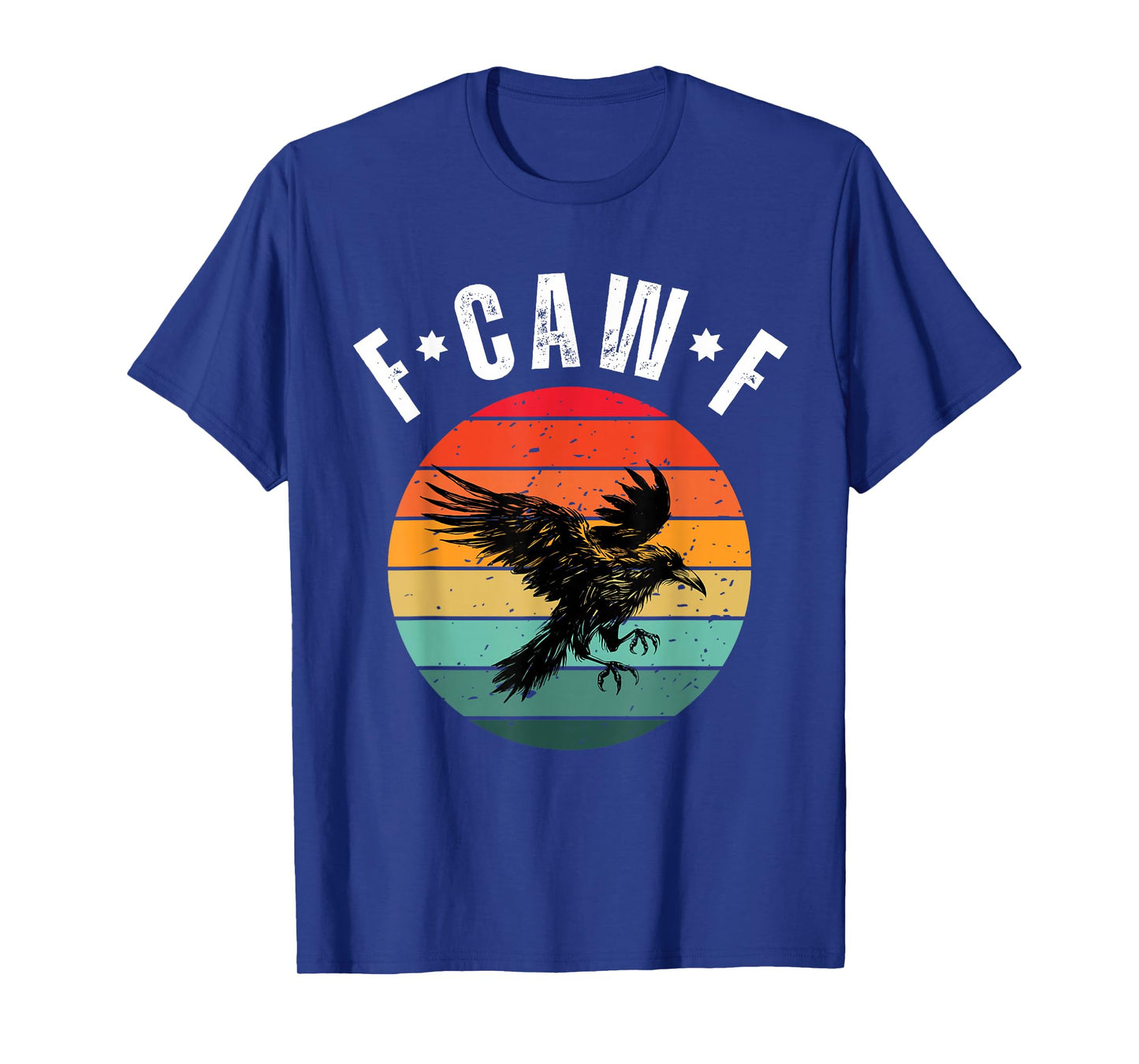 F-Caw-F Funny Black Bird Retro Sunset Adult Humor Crow Lover T-Shirt
