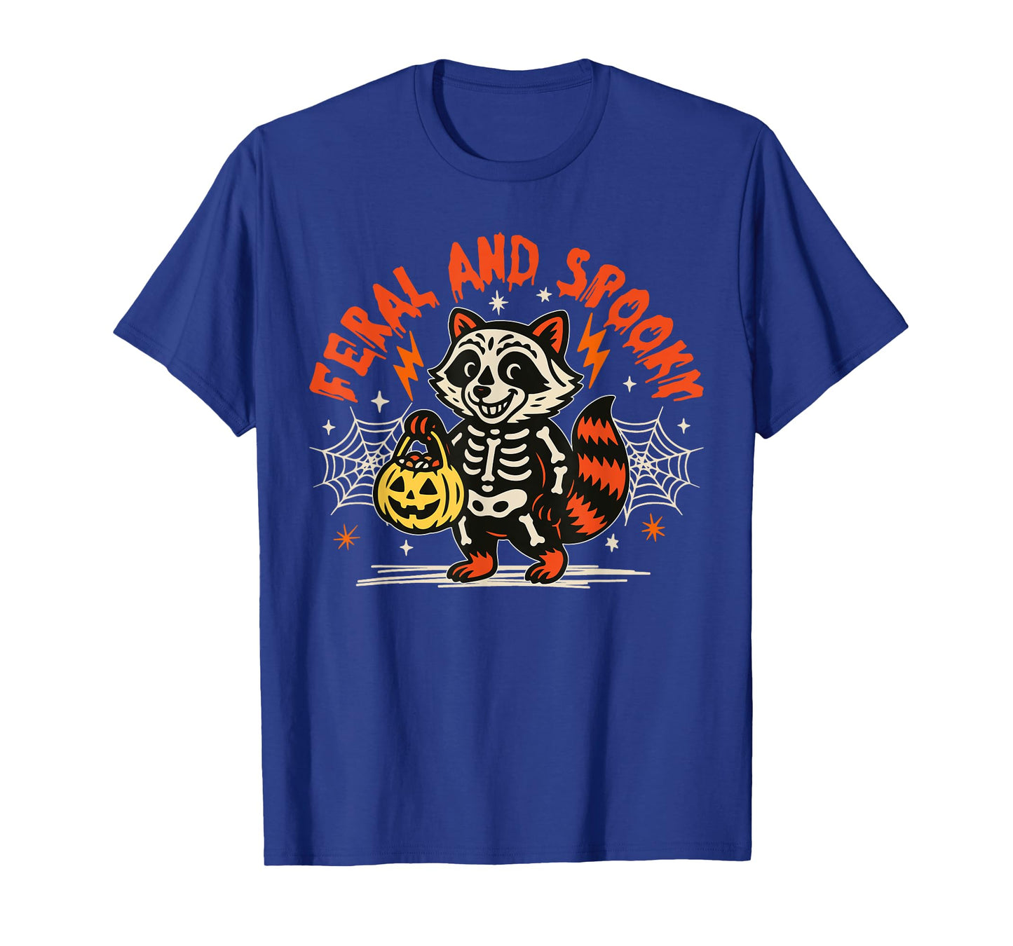Feral and Spooky Funny Halloween Creepy Raccoon Skull T-Shirt