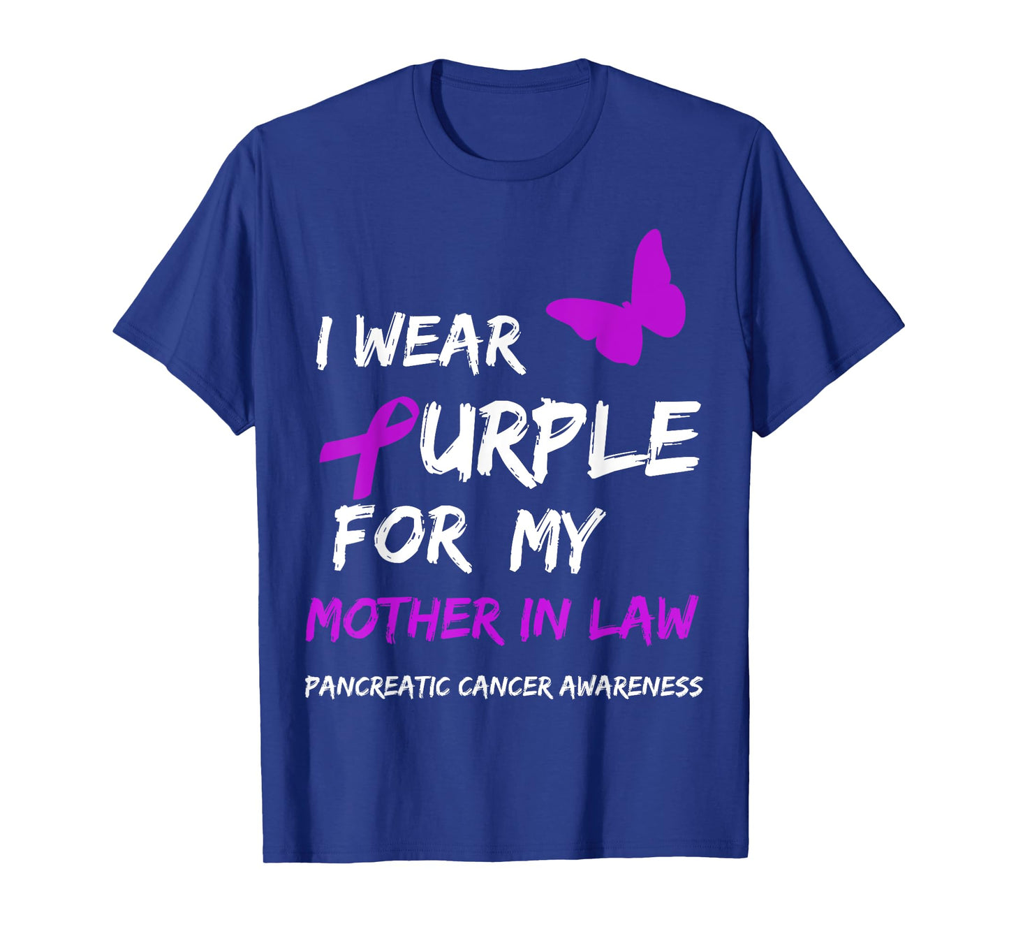 Pancreatic Cancer I Wear Purple for my Mother in law Ribbon T-Shirt