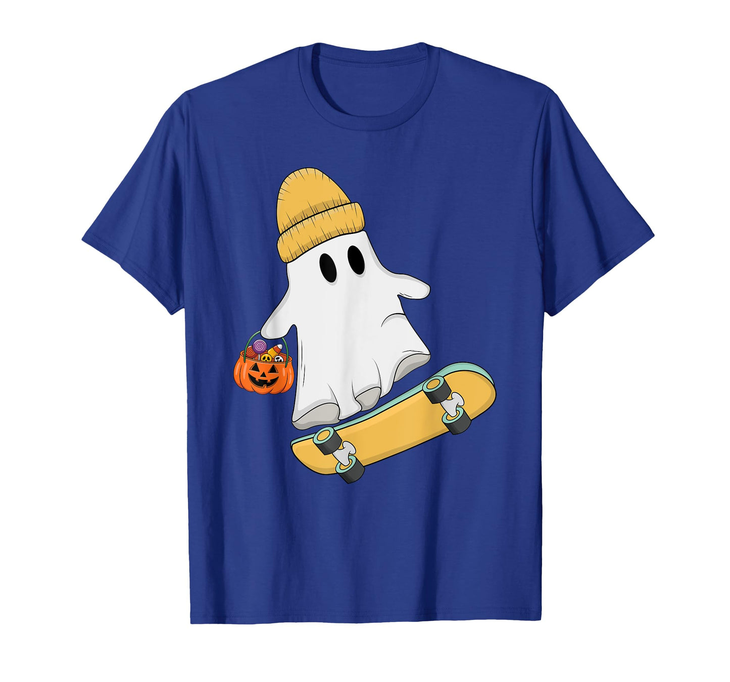 Funny Ghost Skateboard Lazy Halloween Costume Skateboarding T-Shirt