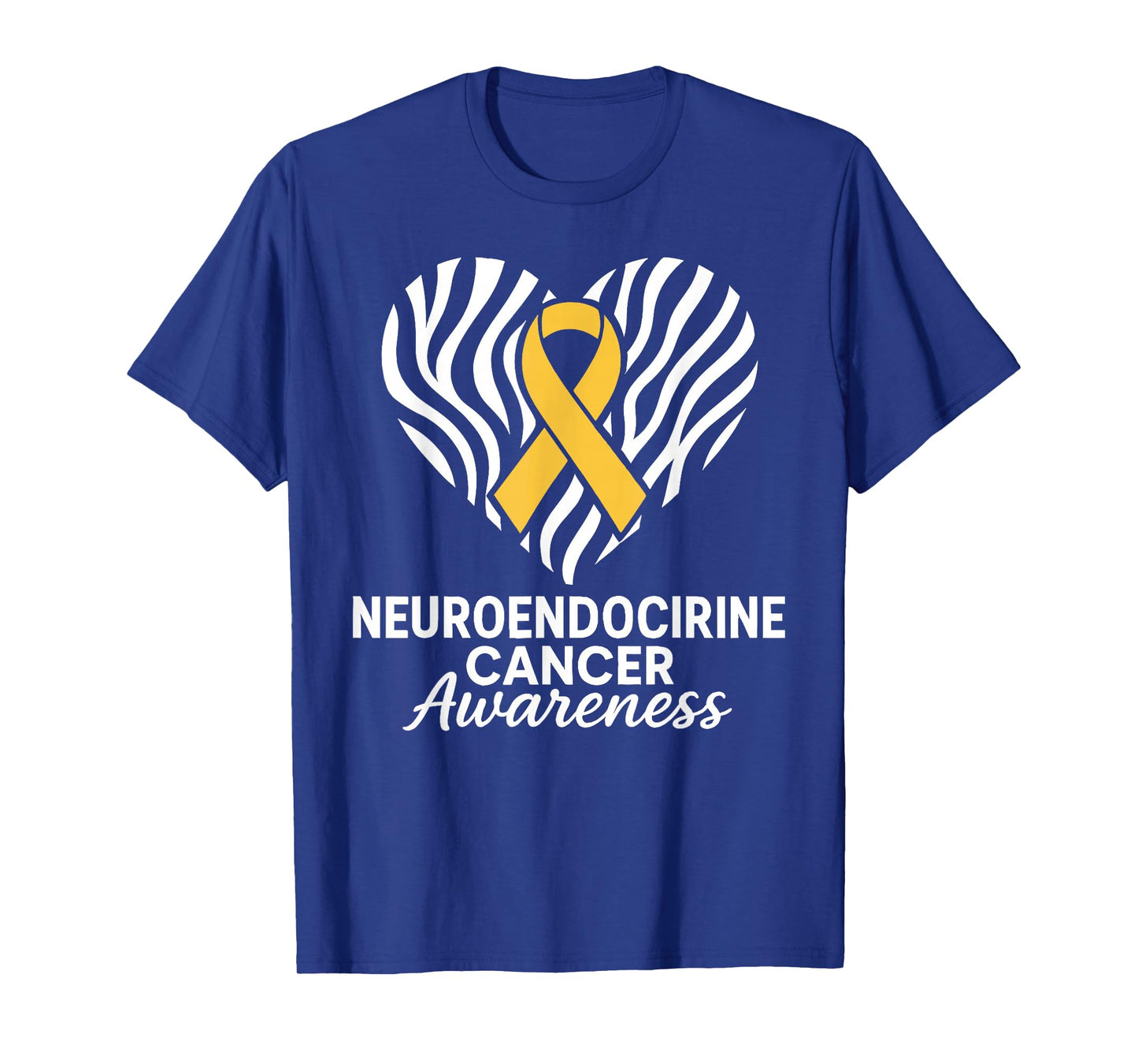 Neuroendocrine Cancer Awareness Zebra Ribbon Heart T-Shirt