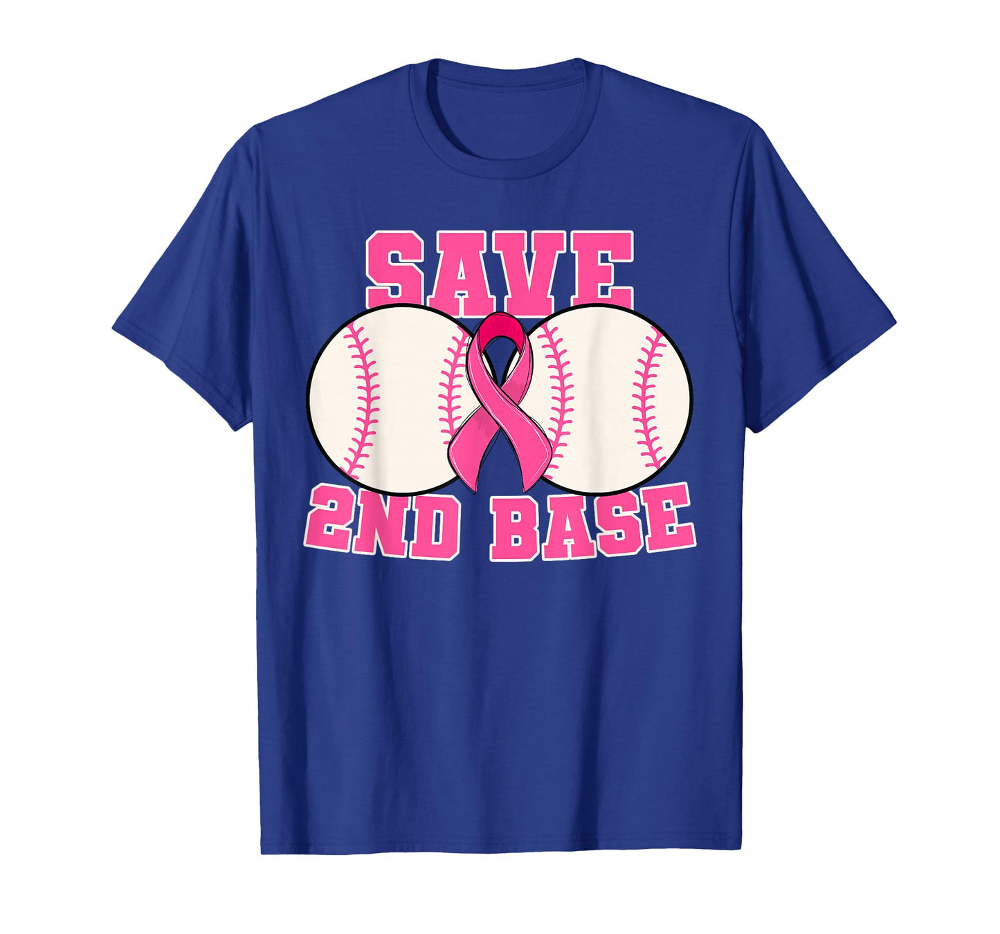 Save Second 2nd Base Breast Cancer Survivor Funny Baseball T-Shirt