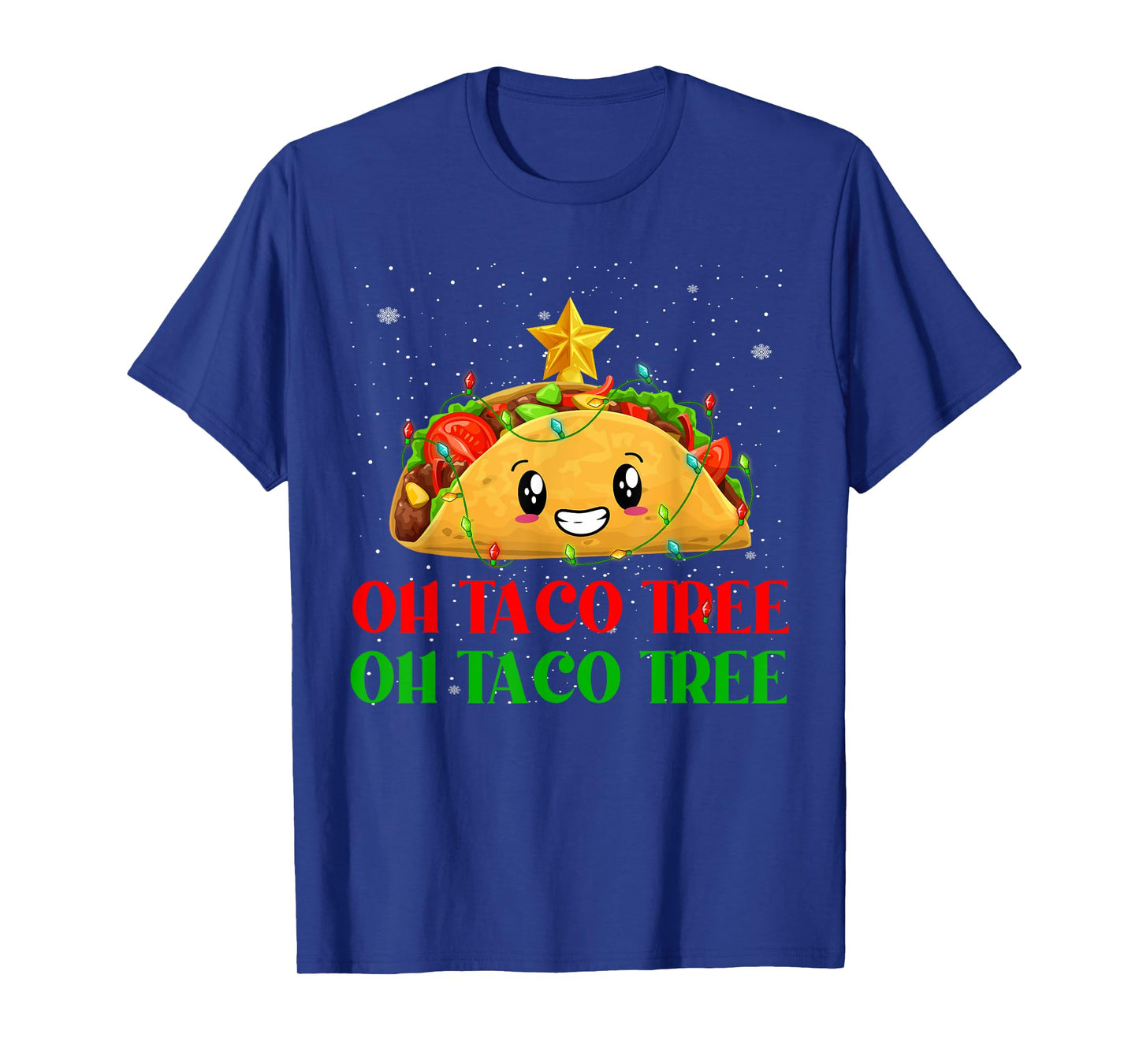 Funny Oh Taco Tree Mexican Tacos Christmas Tree Lights Xmas T-Shirt