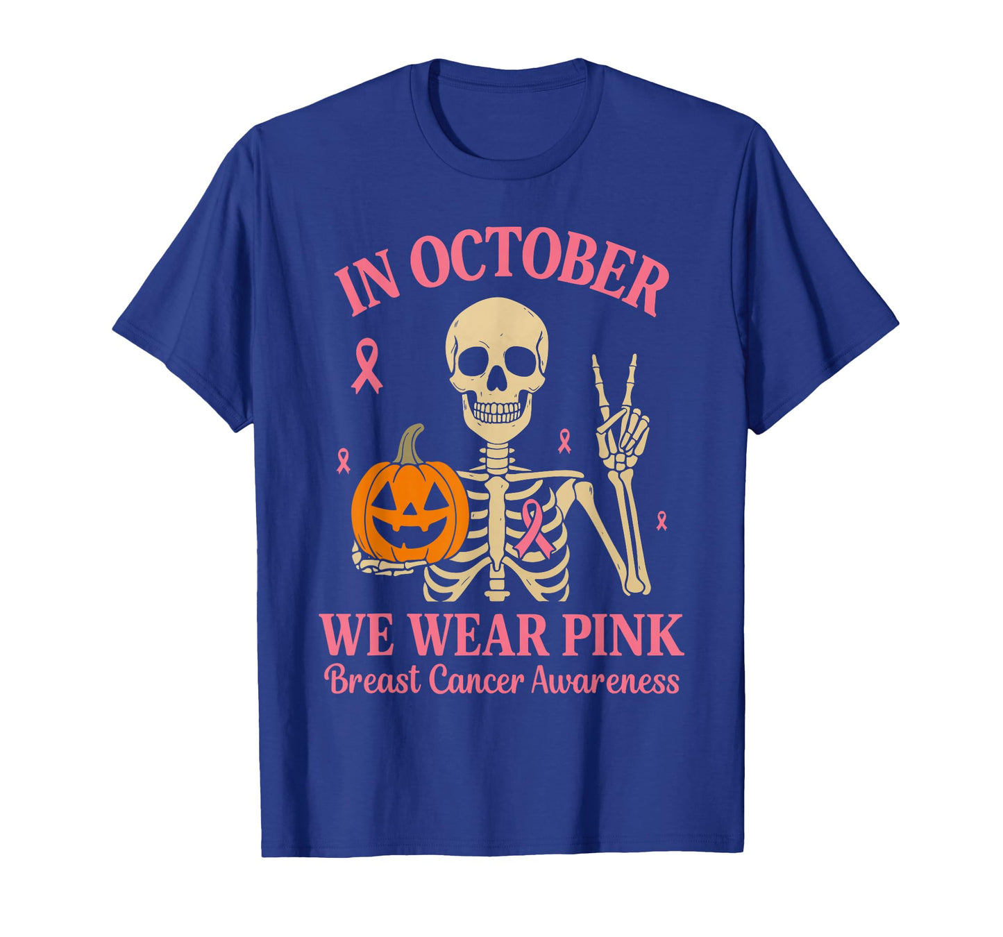 Breast Cancer Women Halloween in October We Wear Pink T-Shirt