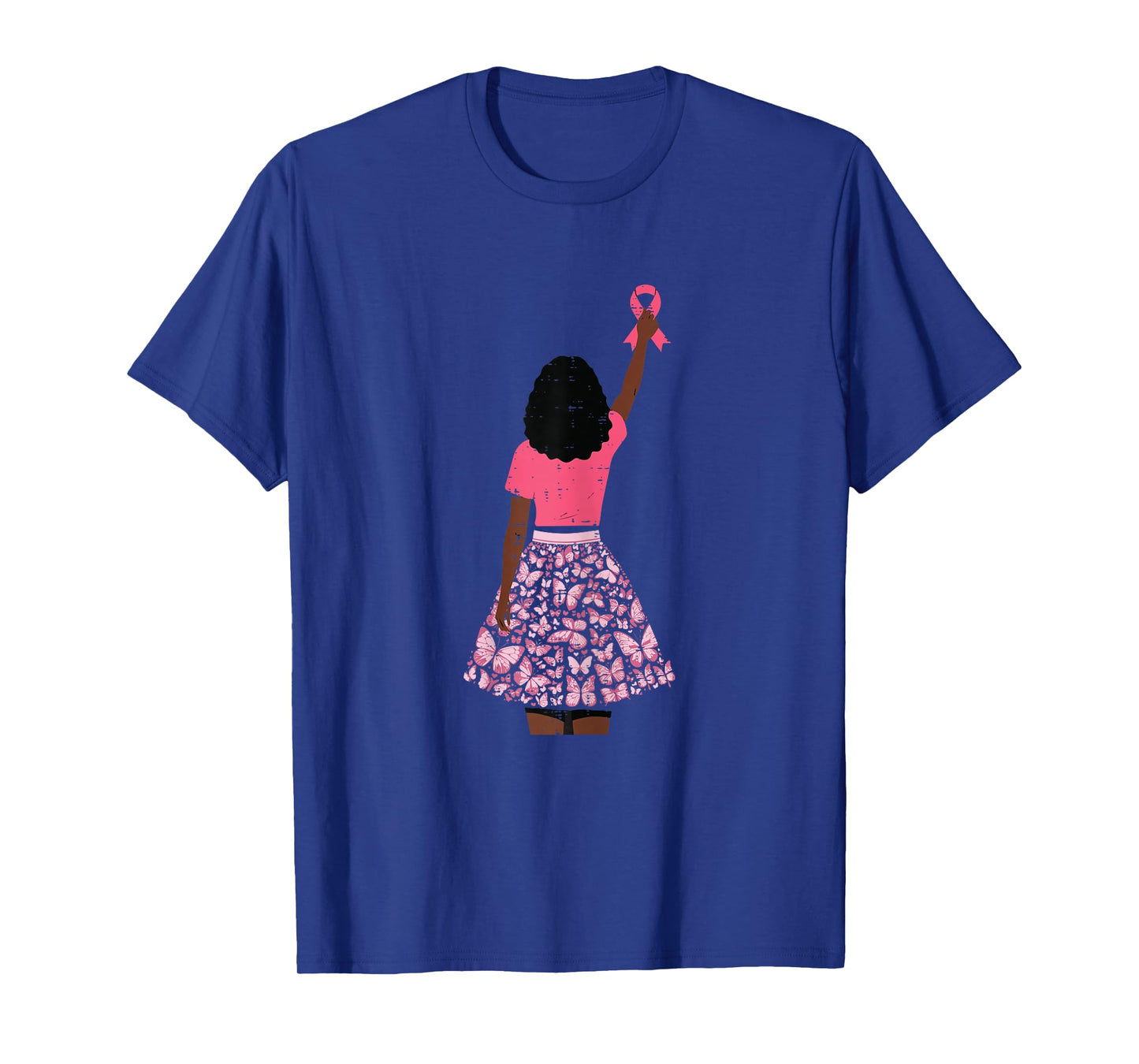 Breast Cancer Afro Girl Pink Ribbon Awareness Women Kids T-Shirt