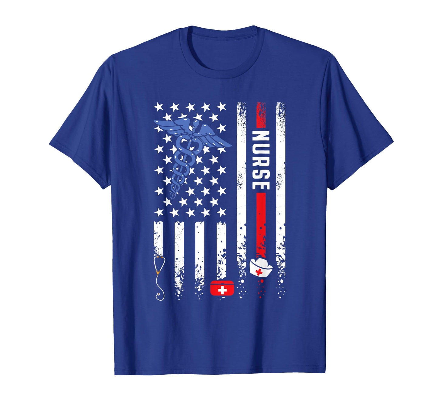 USA American Flag Vintage Nurse Nursing 4th of July Women T-Shirt