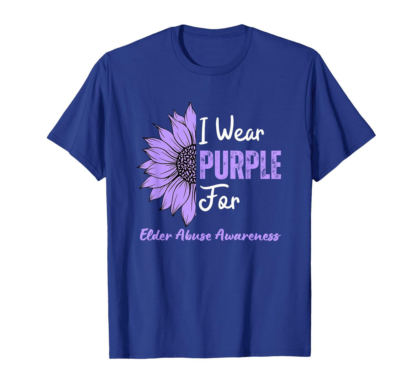 I Wear Purple For Elder Abuse Awareness Sunflower T-Shirt