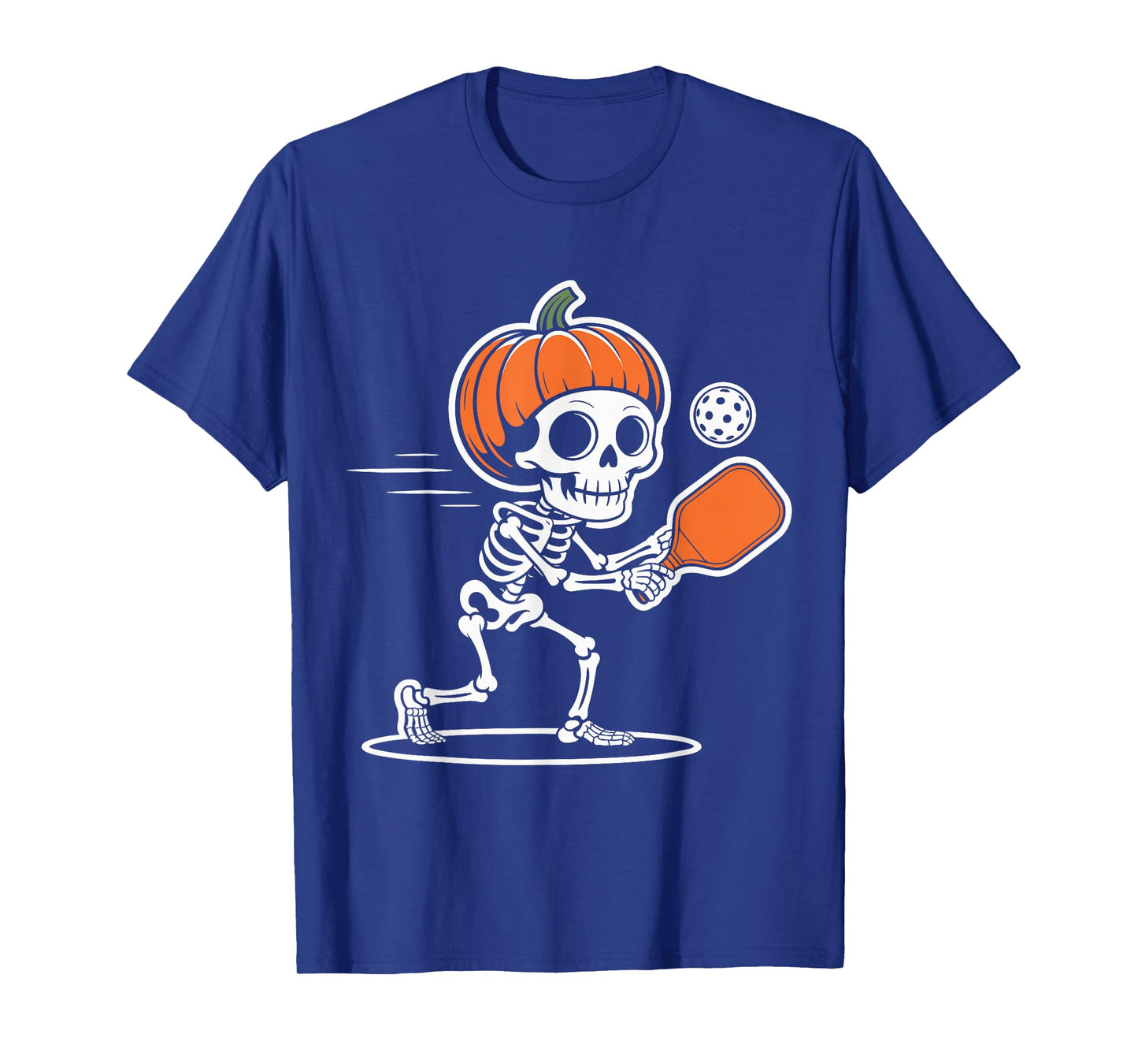 Skeleton Pumpkin Head Halloween Pickleball Fun T-Shirt