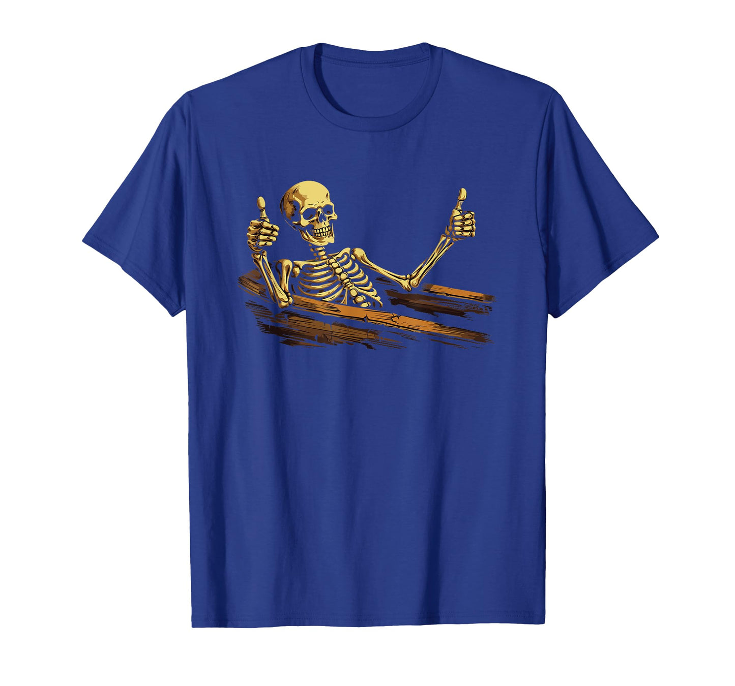 Thumbs Up Skeleton Coffin Rising - Funny Graveyard Halloween T-Shirt