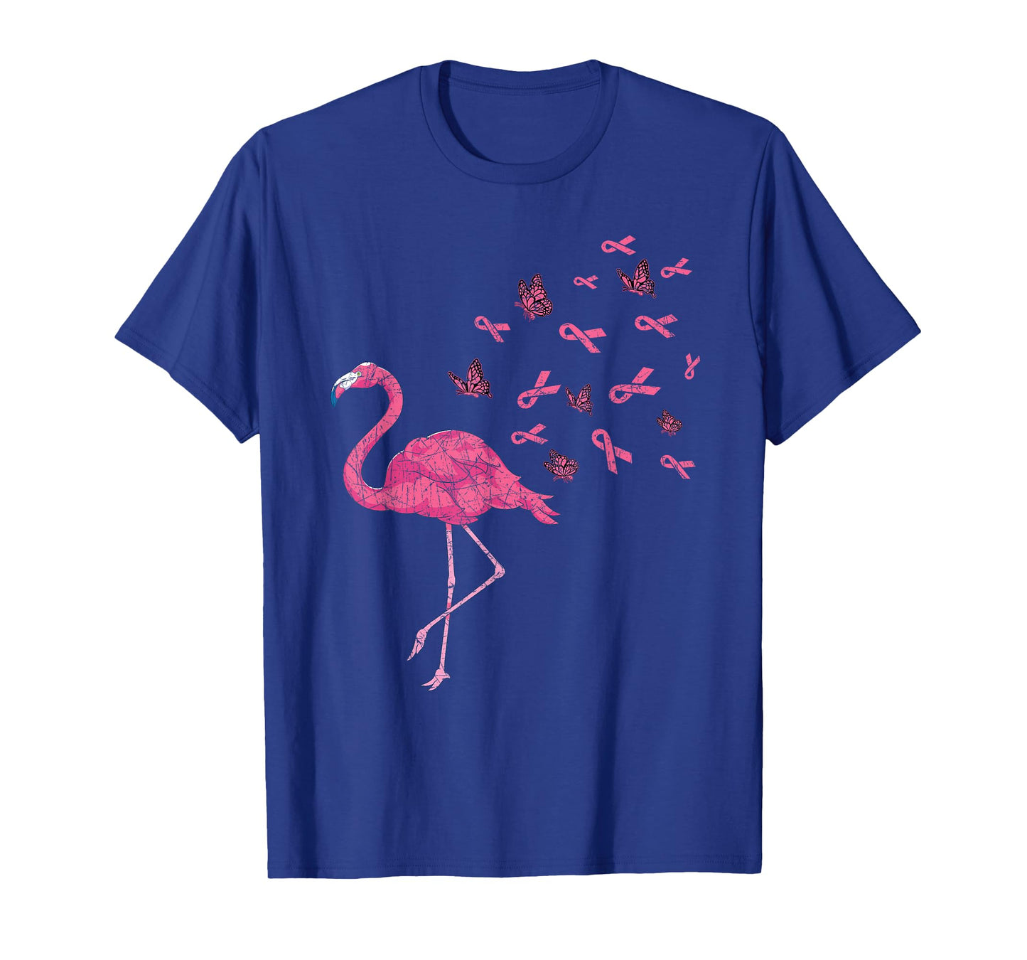 Exotic Bird Flamingo Pink Ribbon Breast Cancer Awareness T-Shirt