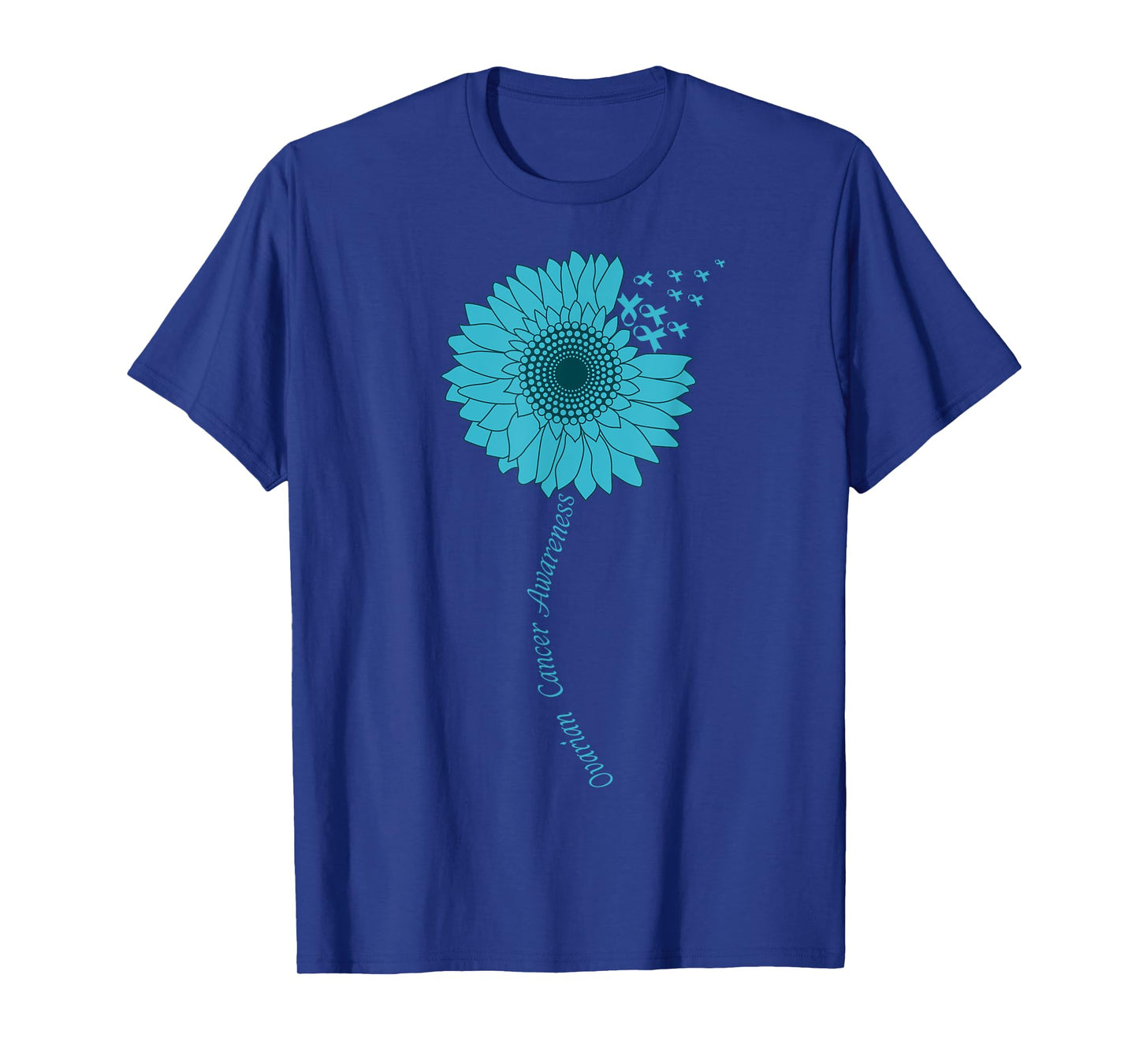 Ovarian Cancer Awareness Sunflower Teal Ribbon T-Shirt