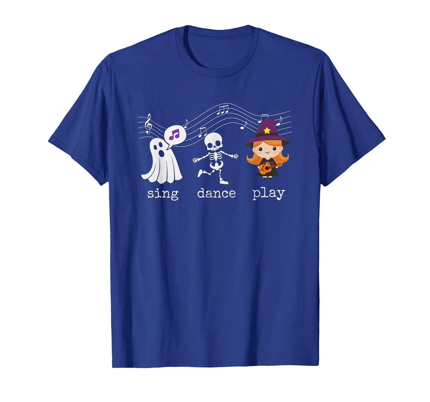 Cute Ghost Skeleton Witch Sing Dance Play Music Halloween T-Shirt