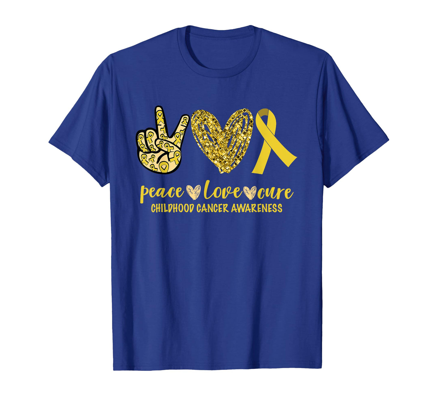 Peace Love Cure Ribbon Childhood Cancer Awareness T-Shirt