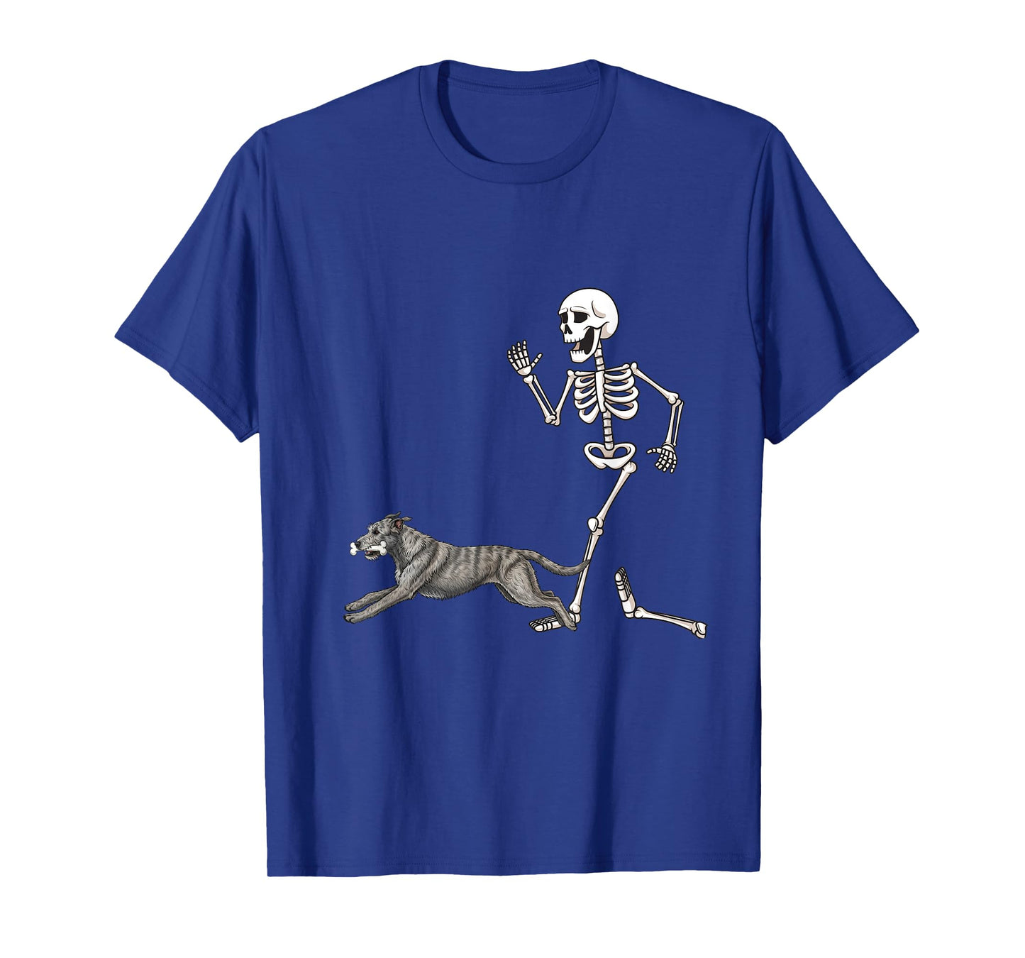 Funny Halloween Irish Wolfhound and Skeleton T-Shirt