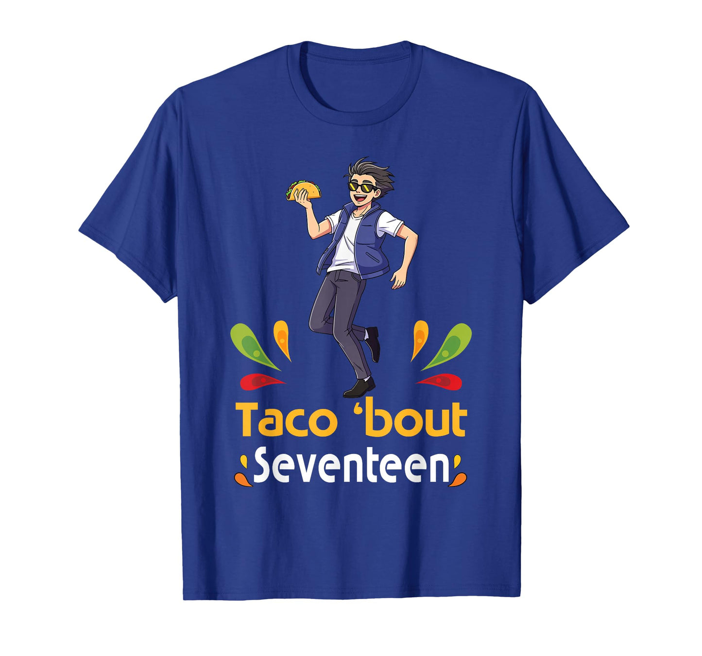 Cute Boy with Tacos Happy Birthday Taco Bout 17 Years Old T-Shirt