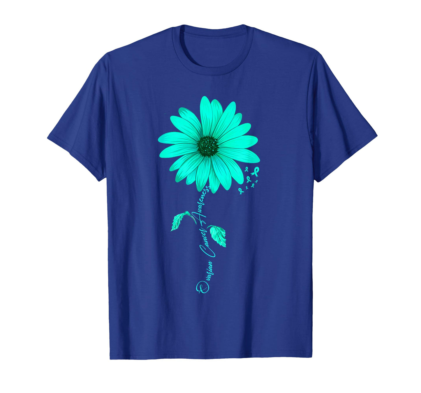 Sunflower Ovarian Cancer Awareness Teal ribbon T-Shirt