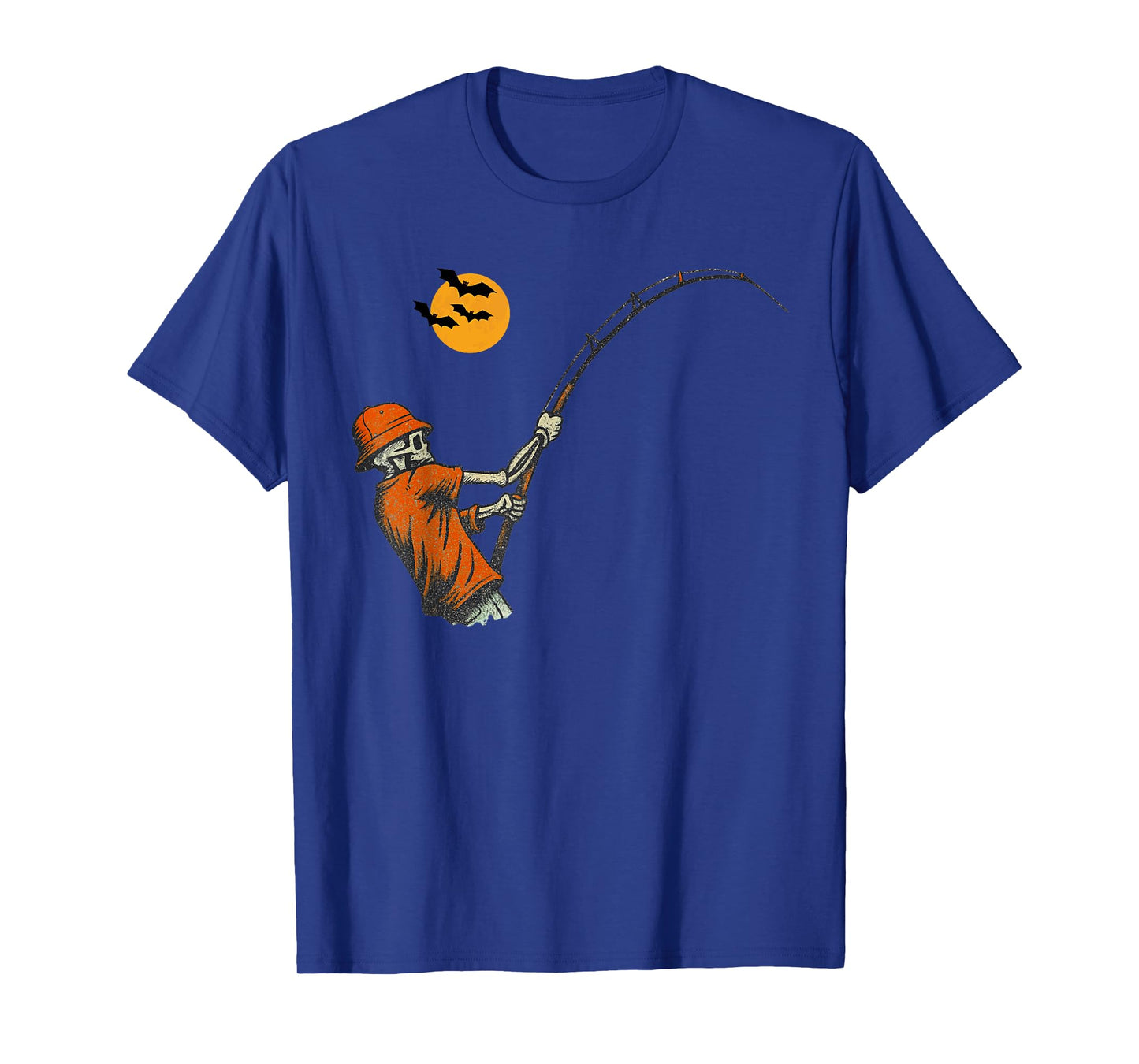 Vintage Halloween Skeleton Fishing Funny Spooky Costume T-Shirt