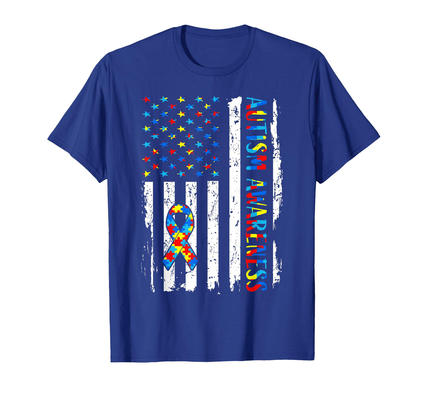 Autism Awareness Mom Dad USA flag Autistic Awareness Autism T-Shirt