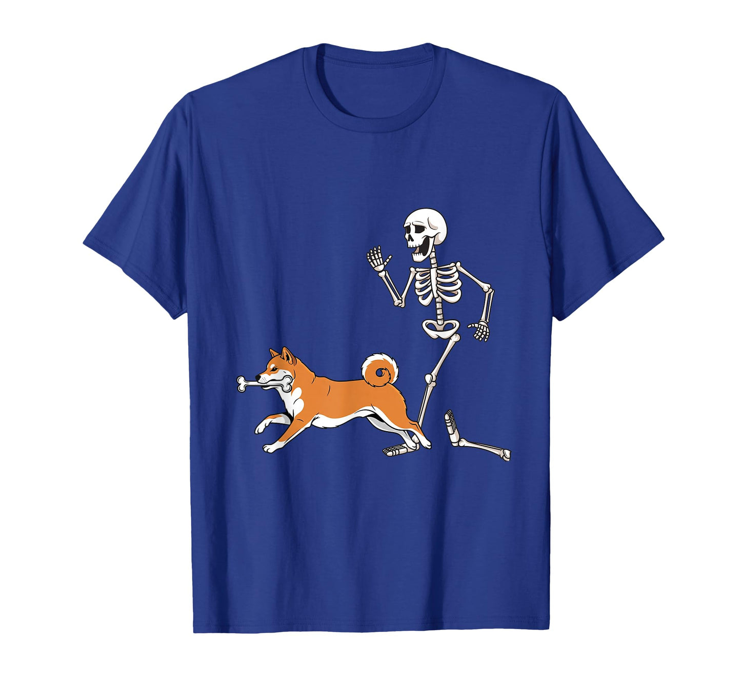 Funny Halloween Shiba Inu and Skeleton T-Shirt
