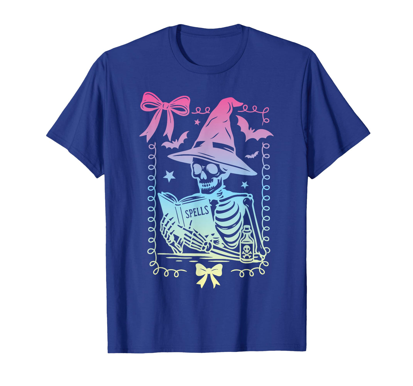 Coquette Bow Skeleton Book of Spells Pastel Witch Girls T-Shirt