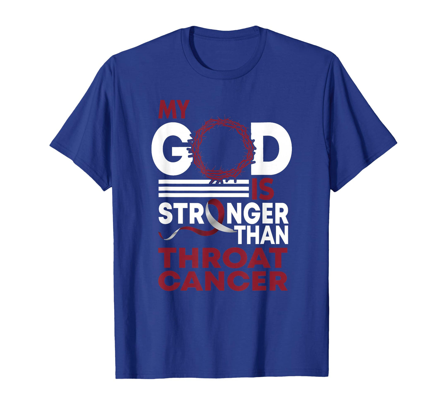 Faith My God Is Stronger Than Throat Cancer Awareness Ribbon T-Shirt