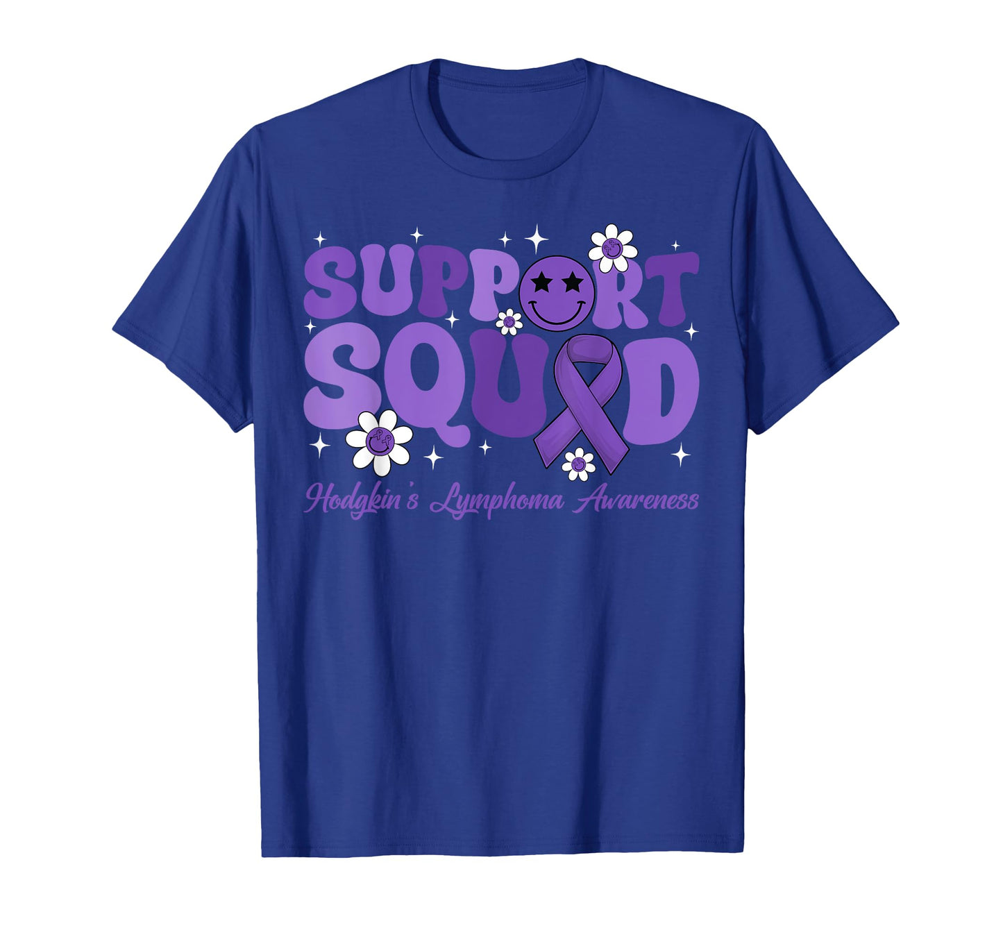 Retro Groovy Support Squad Hodgkins Lymphoma Lavender Ribbon T-Shirt