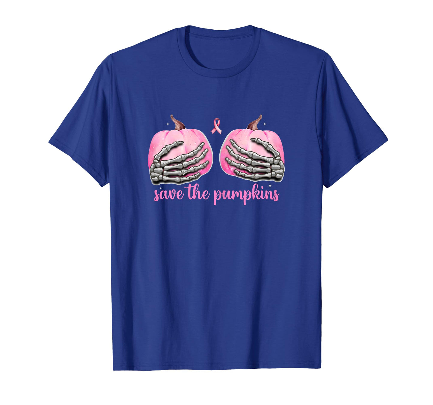 Save The Pumpkins Halloween Pink Out Breast Cancer Women Mom T-Shirt